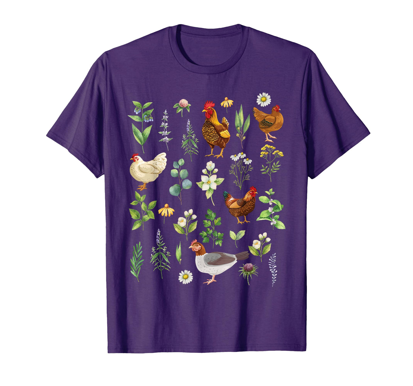 Wildflower Chicken Garden Farm Animal Lover Floral Farmer T-Shirt