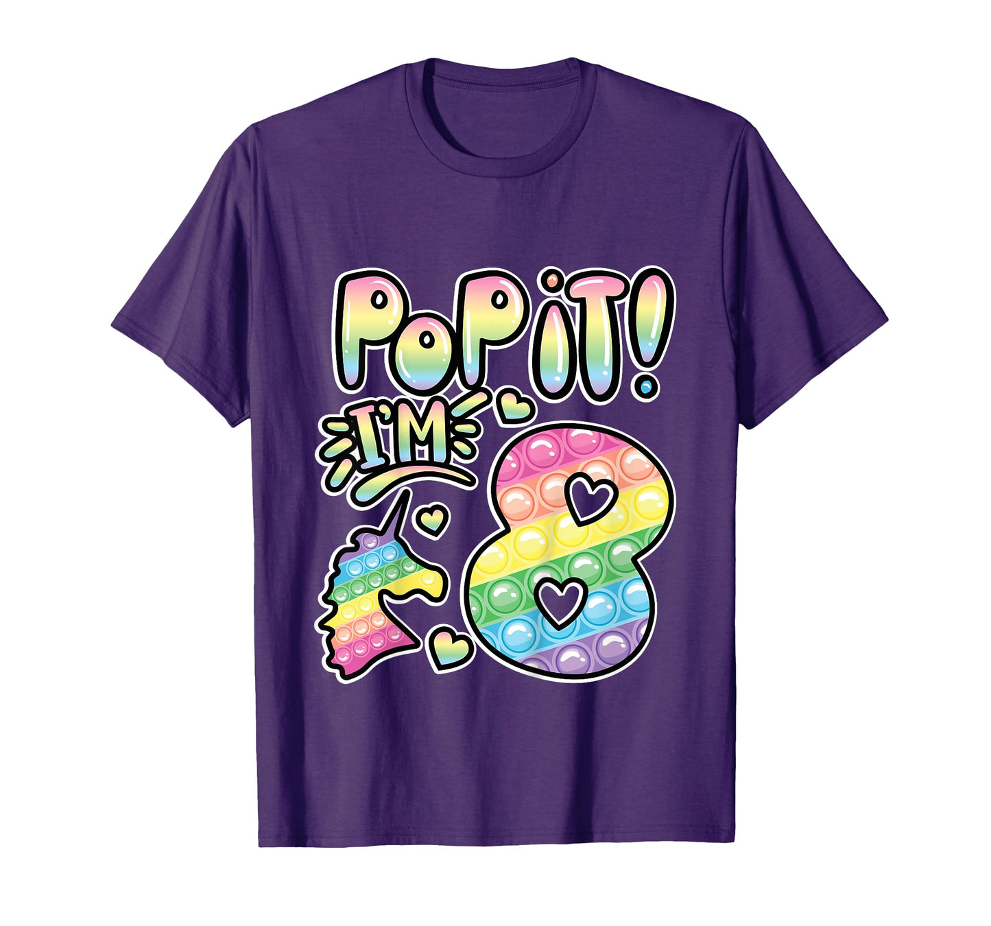 Pop It 8th Birthday Girls Boys 8 Years Old Fidget T-Shirt