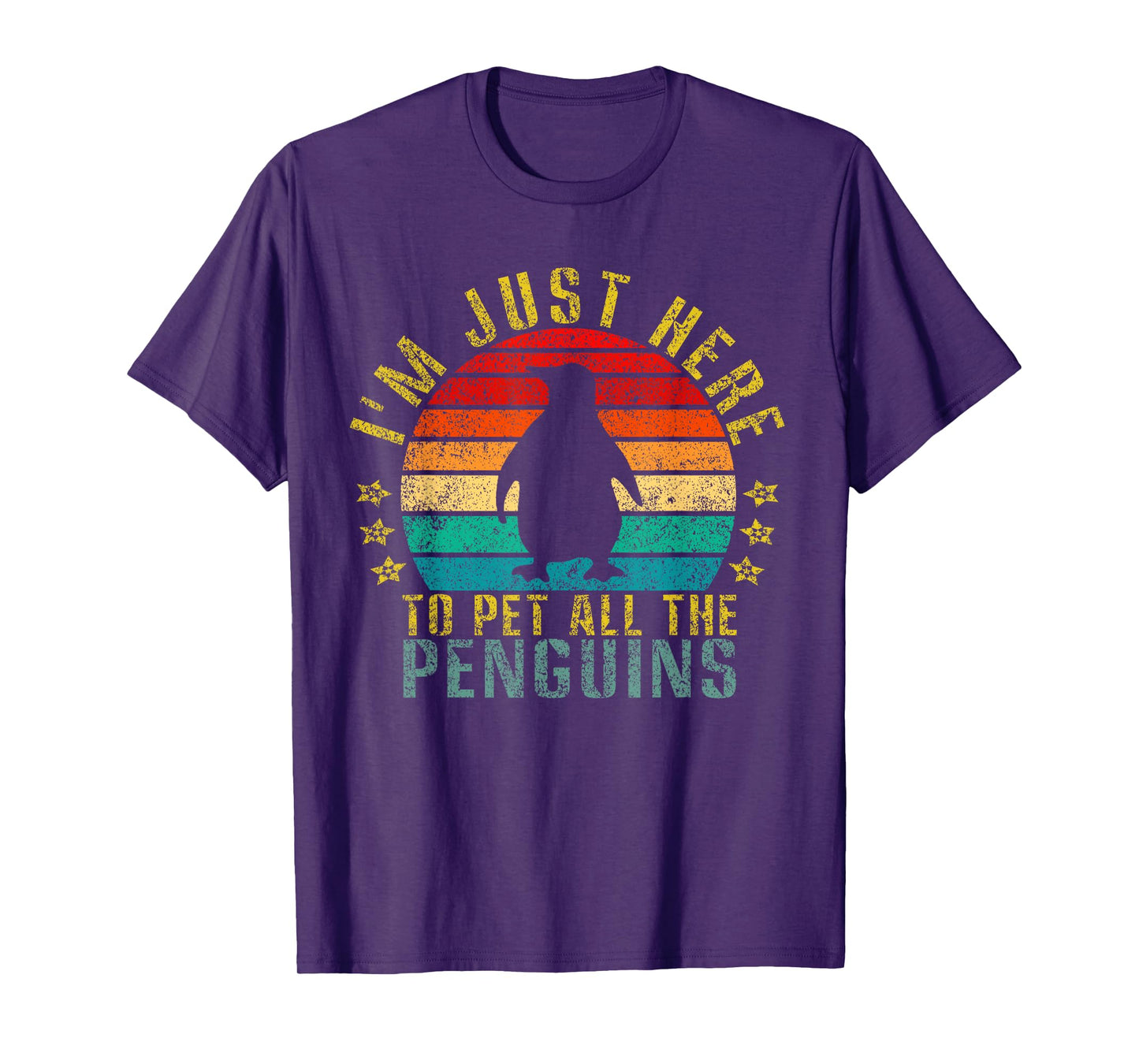 I'm Just Here To Pet All The Penguins Funny Retro T-Shirt
