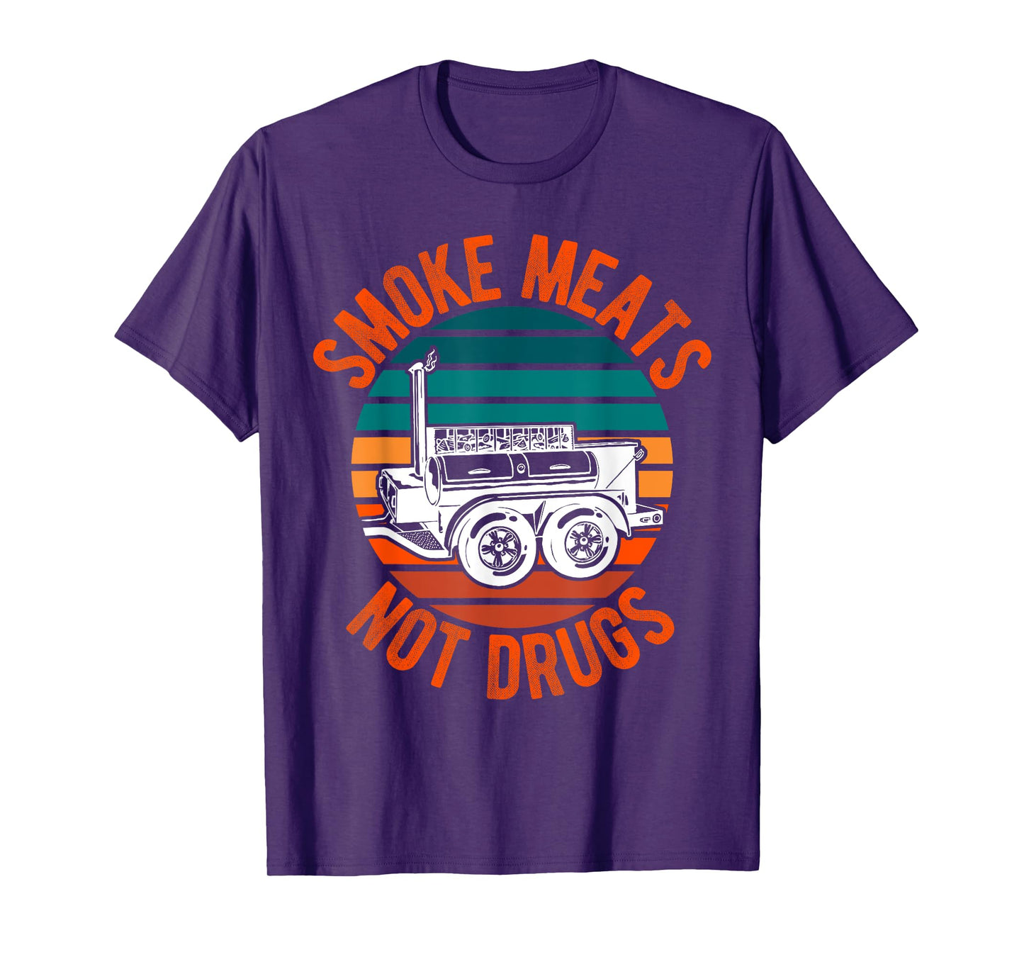 Smoke Meats Not Drugs Funny BBQ Grill Smoker Vintage Sunset T-Shirt for Men Women