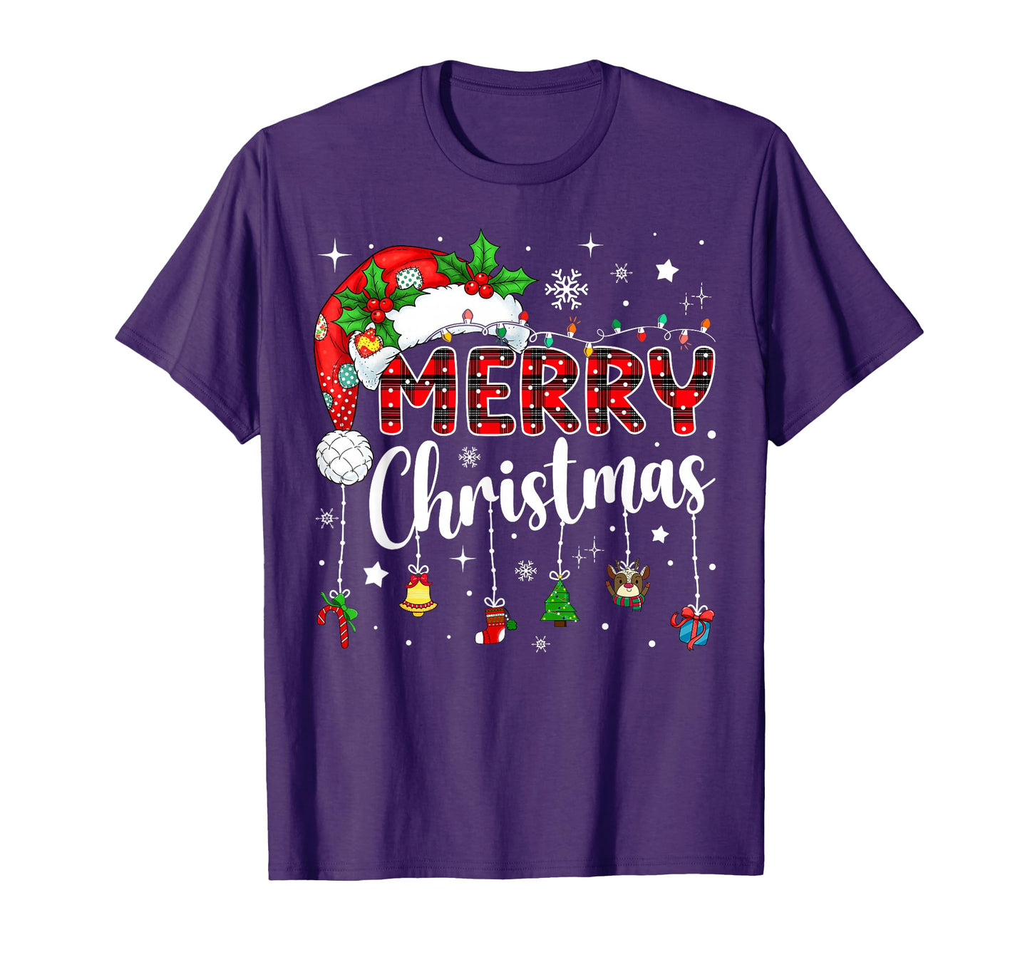 Merry Christmas Red Santa Hat Reindeer Xmas Matching Family T-Shirt