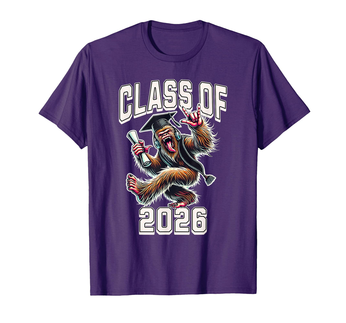 Class of 2026 Graduation Bigfoot Rock On T-Shirt