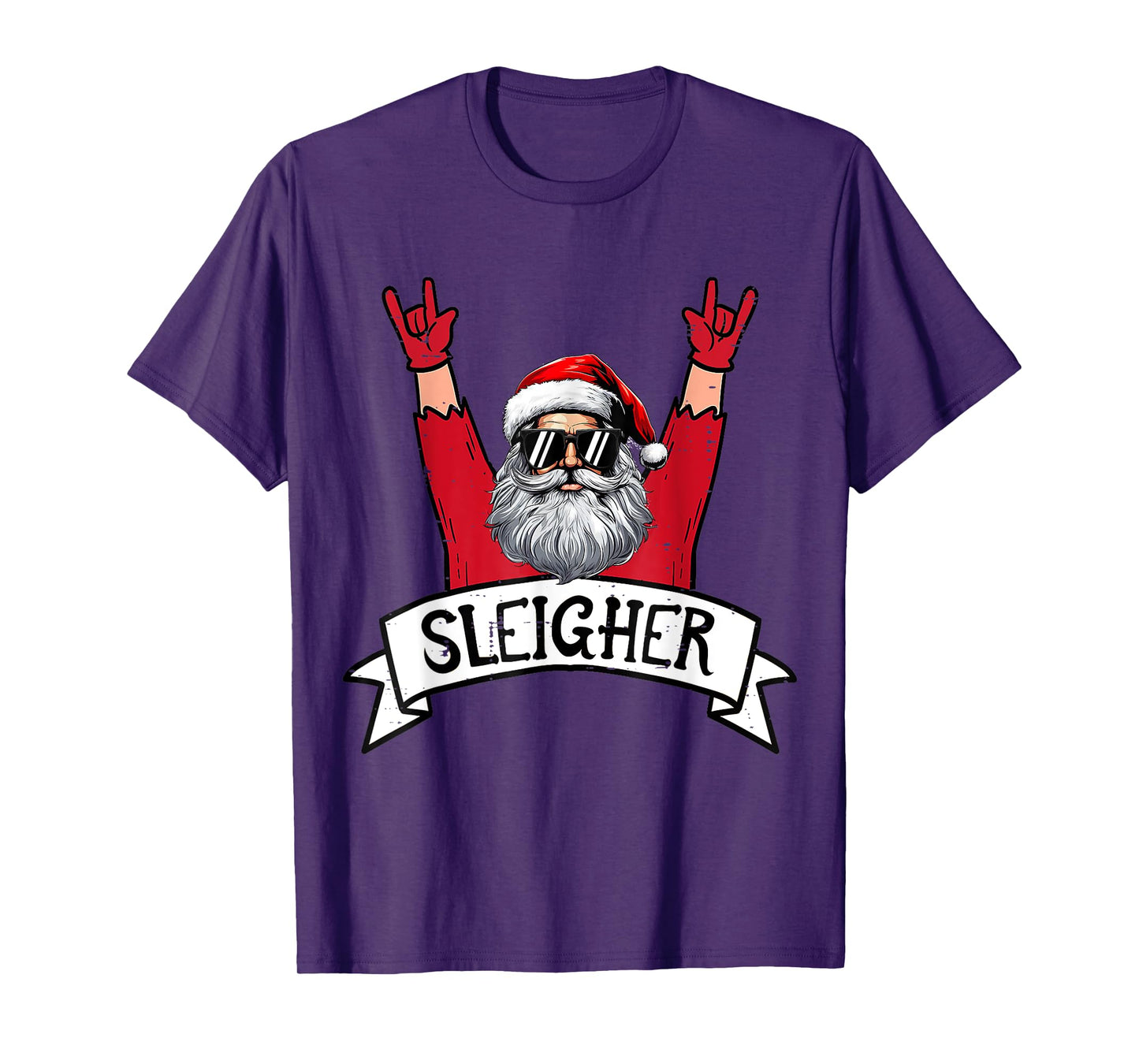 Christmas Sleigher Santa Rock Xmas Rocker Men Women Kids Boy T-Shirt