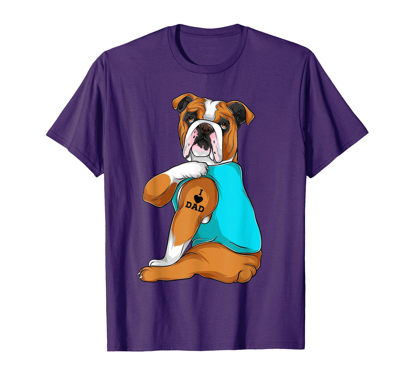 English Bulldog I Love Dad Tattoo Apparel, Dog Dad Gifts Men Women T-Shirt
