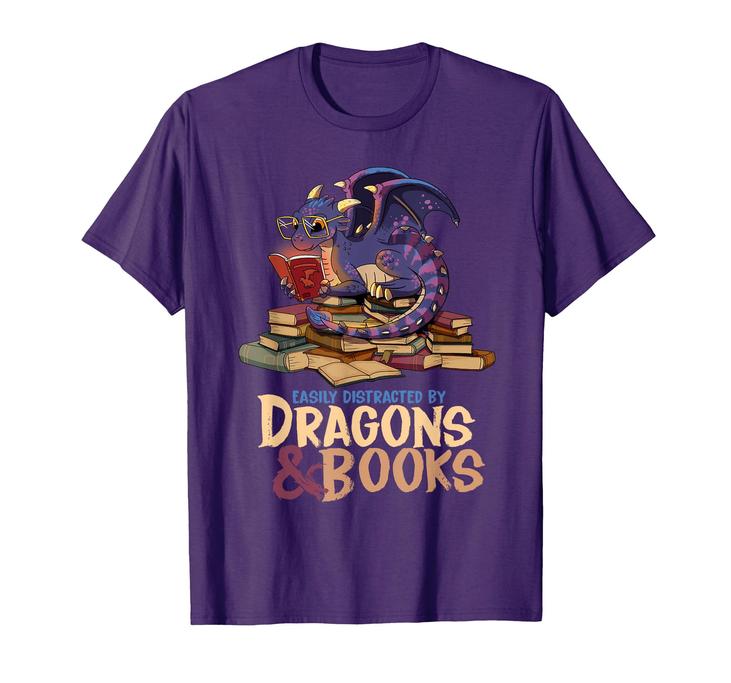 Easily Distracted By Dragons And Books Dragon Book Lover T-Shirt