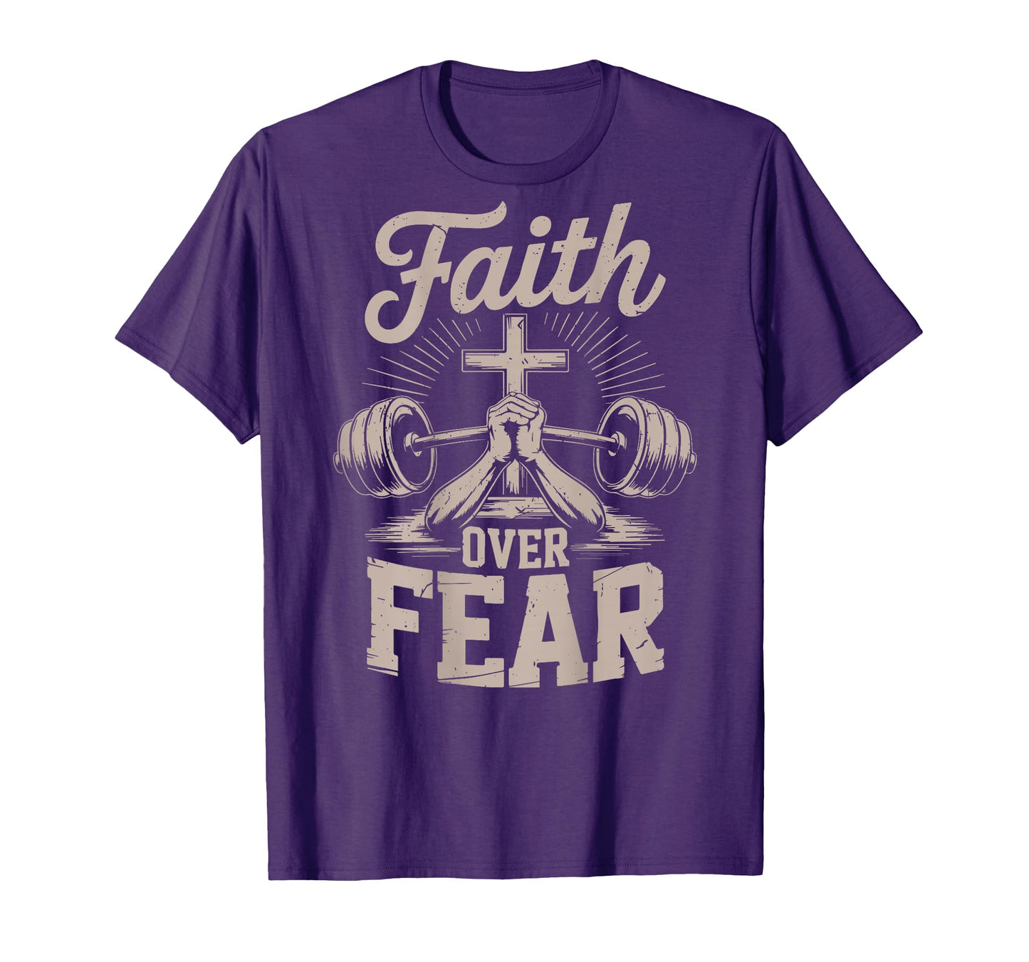 Men's Faith Over Fear Christian Workout Gym Jesus Christ T-Shirt