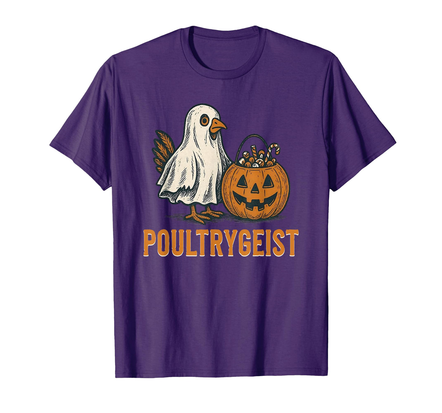 Poultrygeist Chicken Ghost Pumpkin Costume Halloween T-Shirt