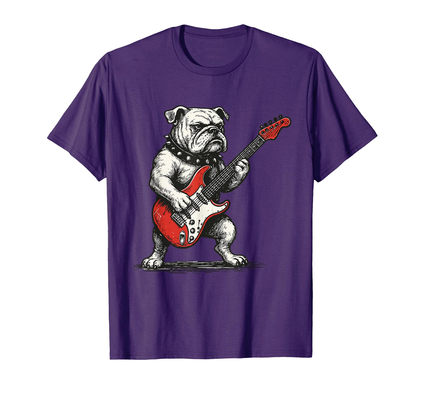 Rockin' Bulldog Electric Guitar Vintage Rock Dog Music Funny T-Shirt