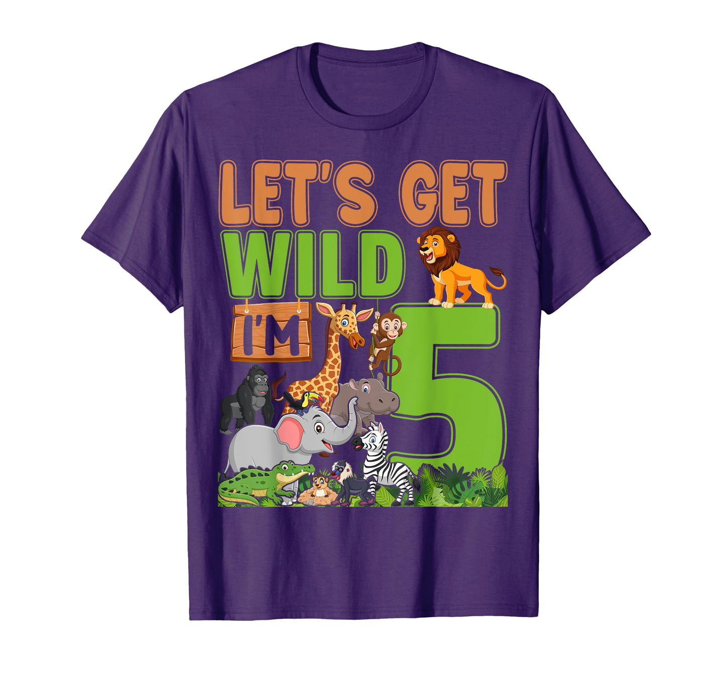 5 Year Old Zoo Birthday Safari Jungle Animal 5th Birthday T-Shirt
