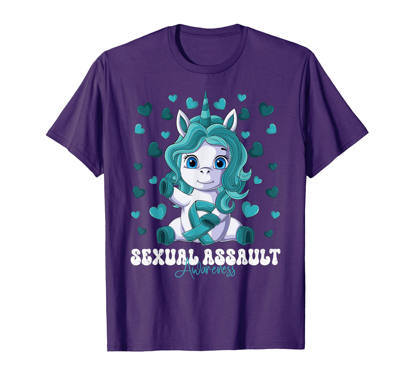 Sexual Assault Awareness Month Teal Ribbon Unicorn T-Shirt
