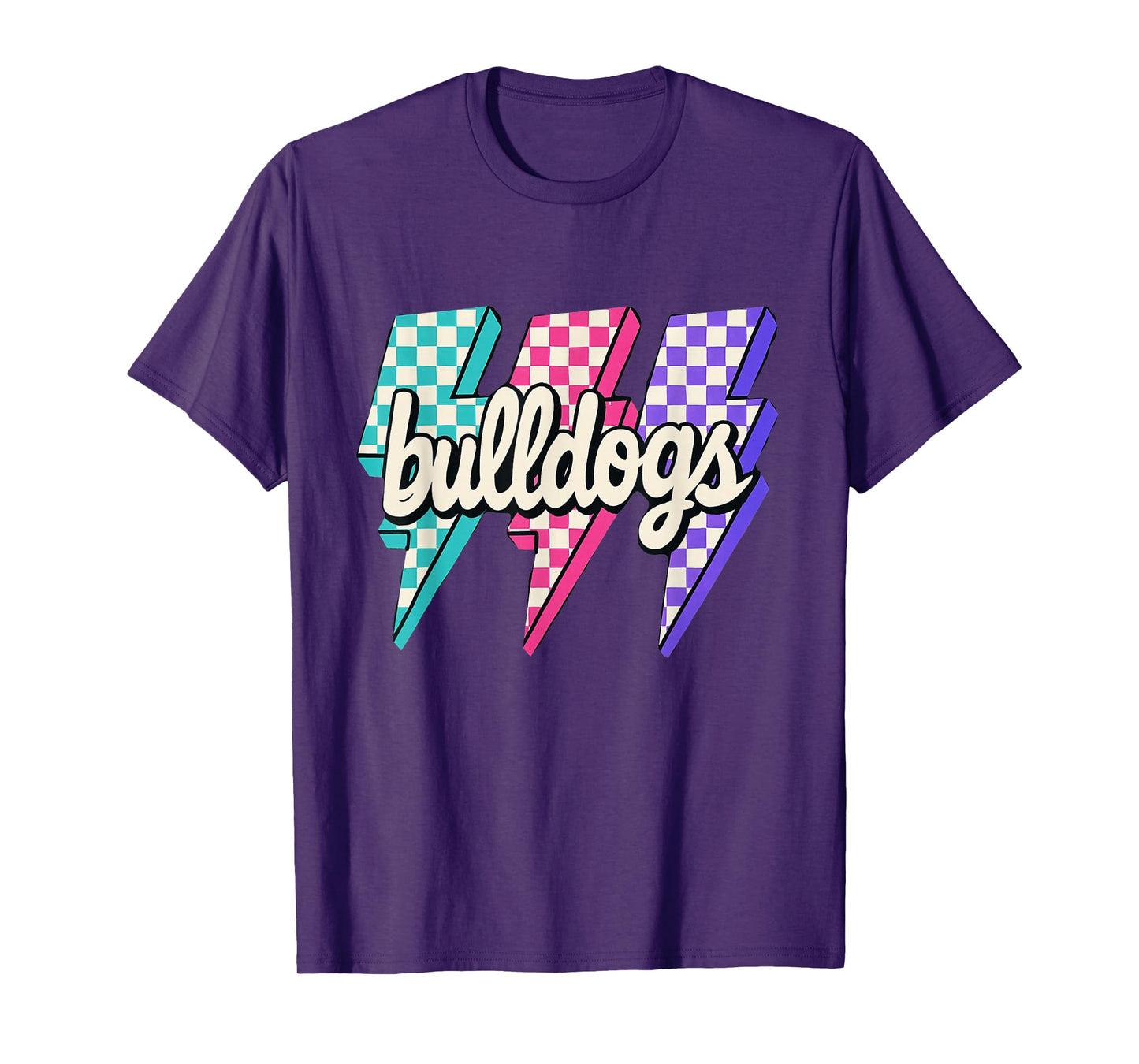 Team Spirit Bulldogs Checkered Mascot Back to School T-Shirt