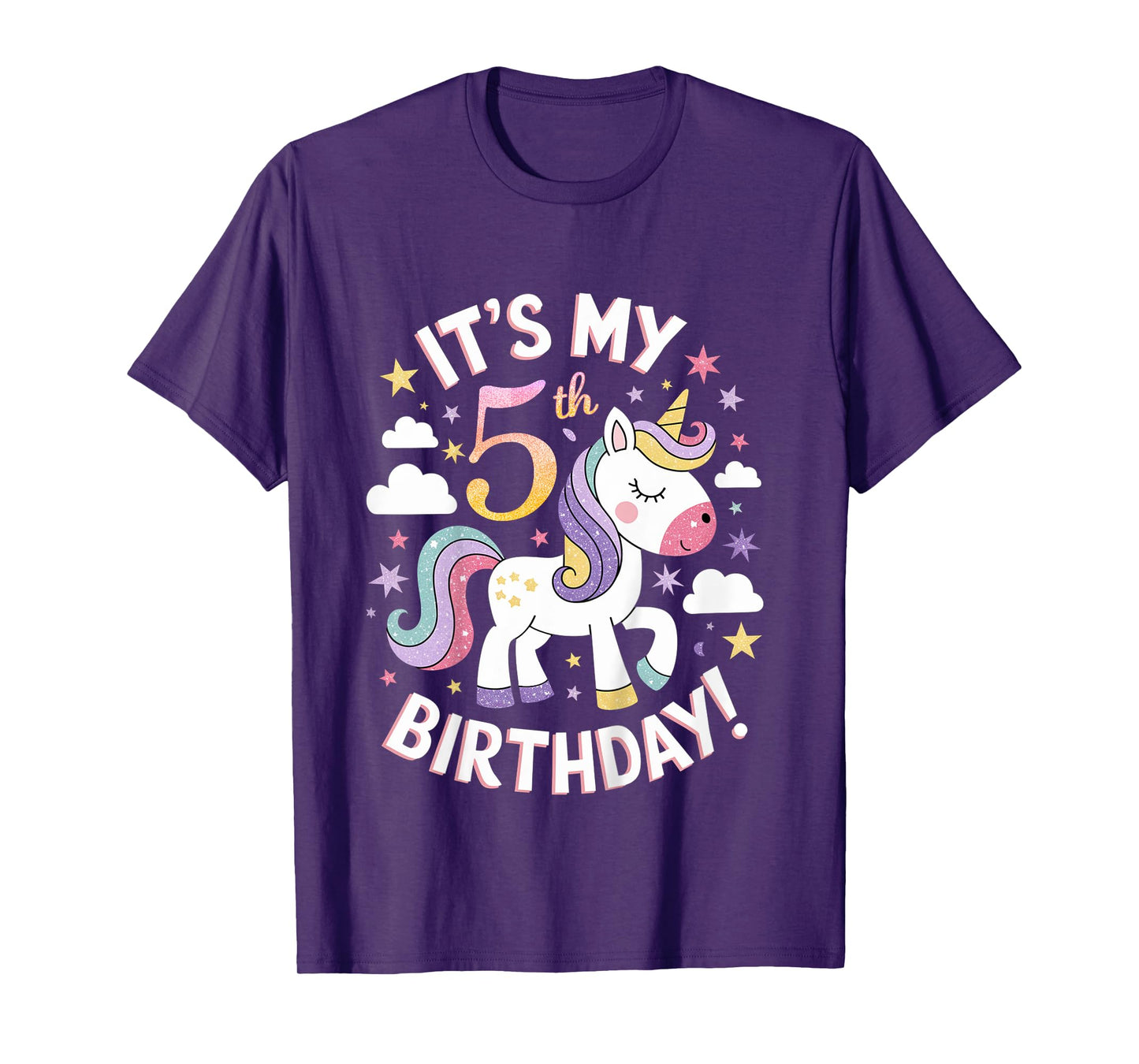 Kids It's My 5th Birthday Unicorn 5 Years Old Girl Birthday Party T-Shirt