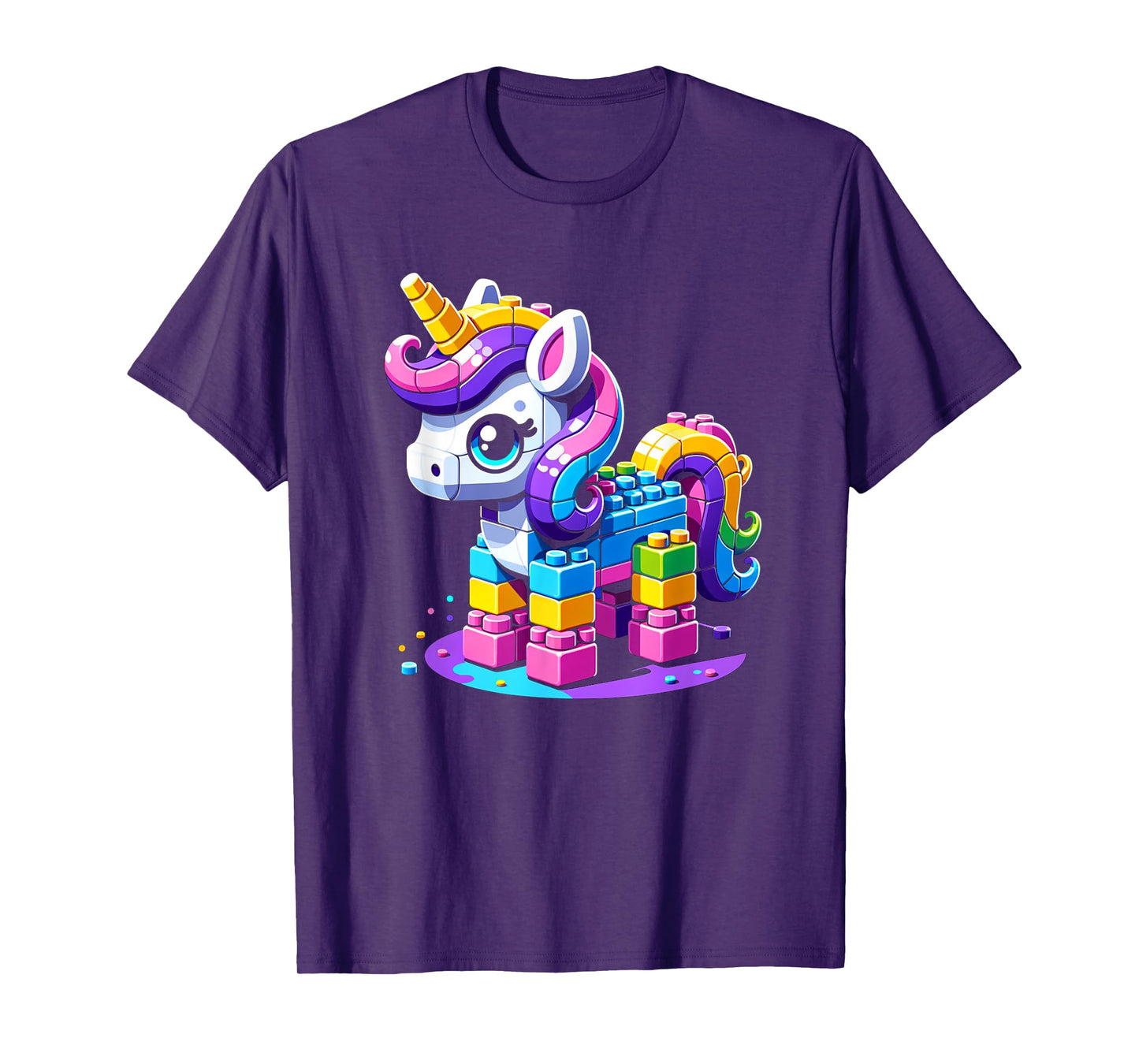 Block Building Unicorn Lover Master Builder Bricks T-Shirt