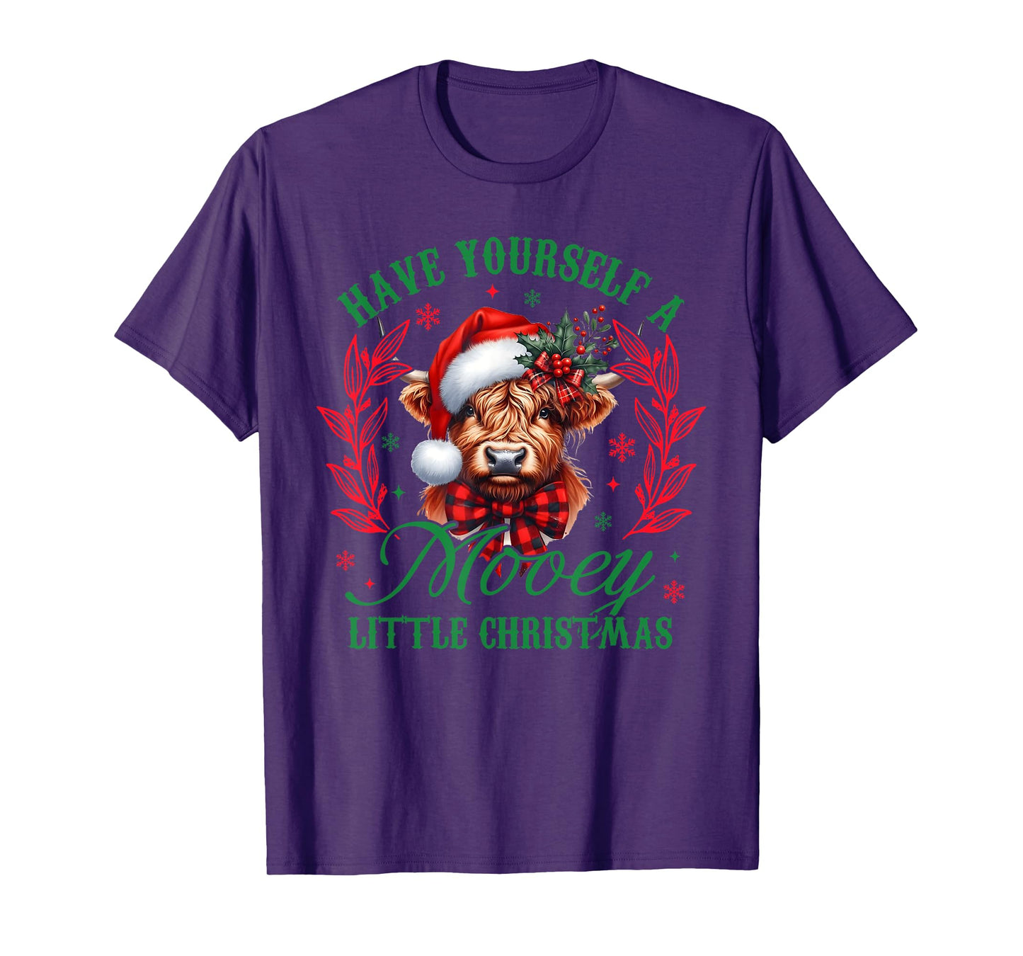 Have Yourself A Mooey Little Christmas Funny Cow Santa Women T-Shirt