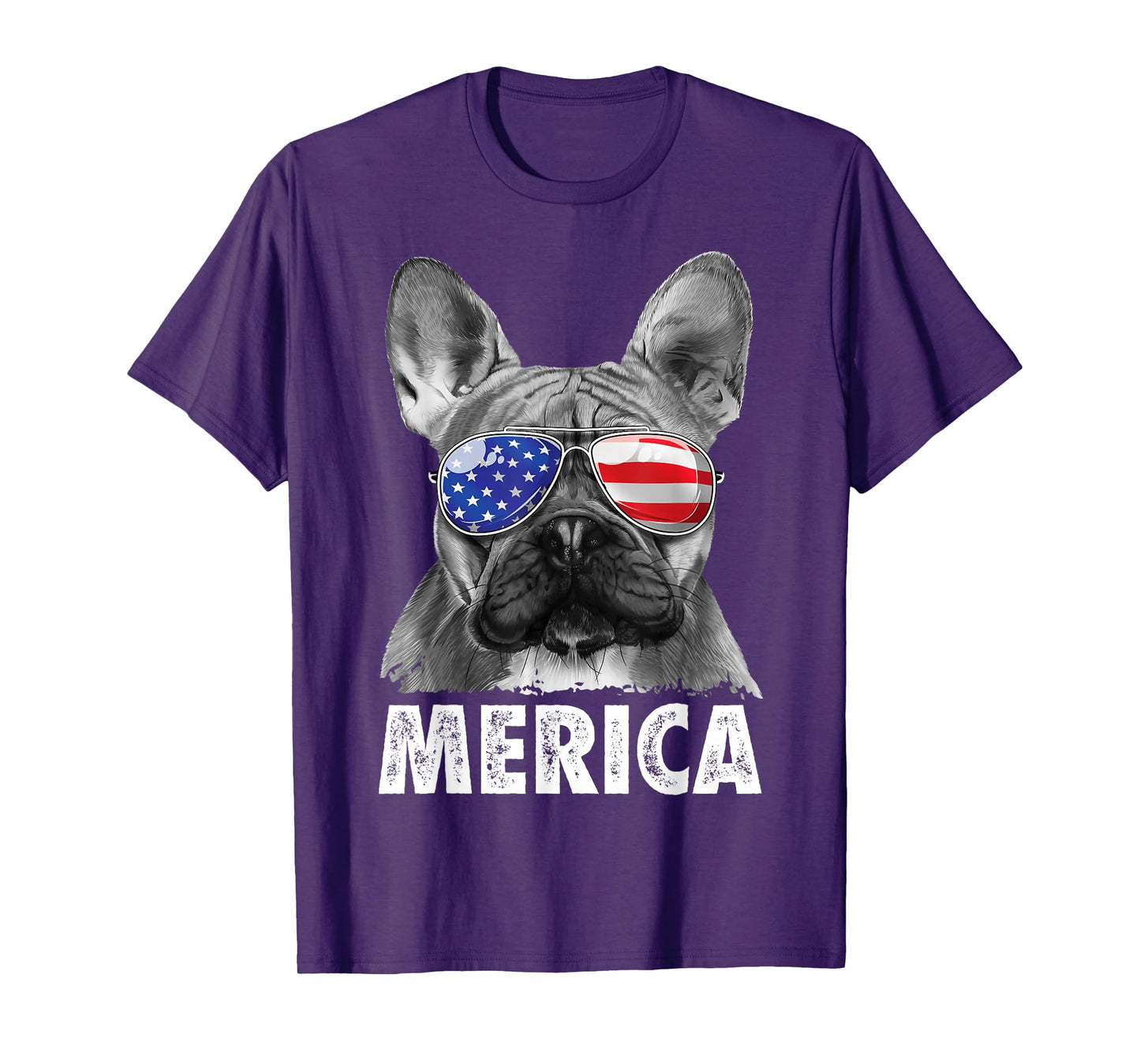 French Bulldog 4th of July Merica American Flag Sunglasses T-Shirt