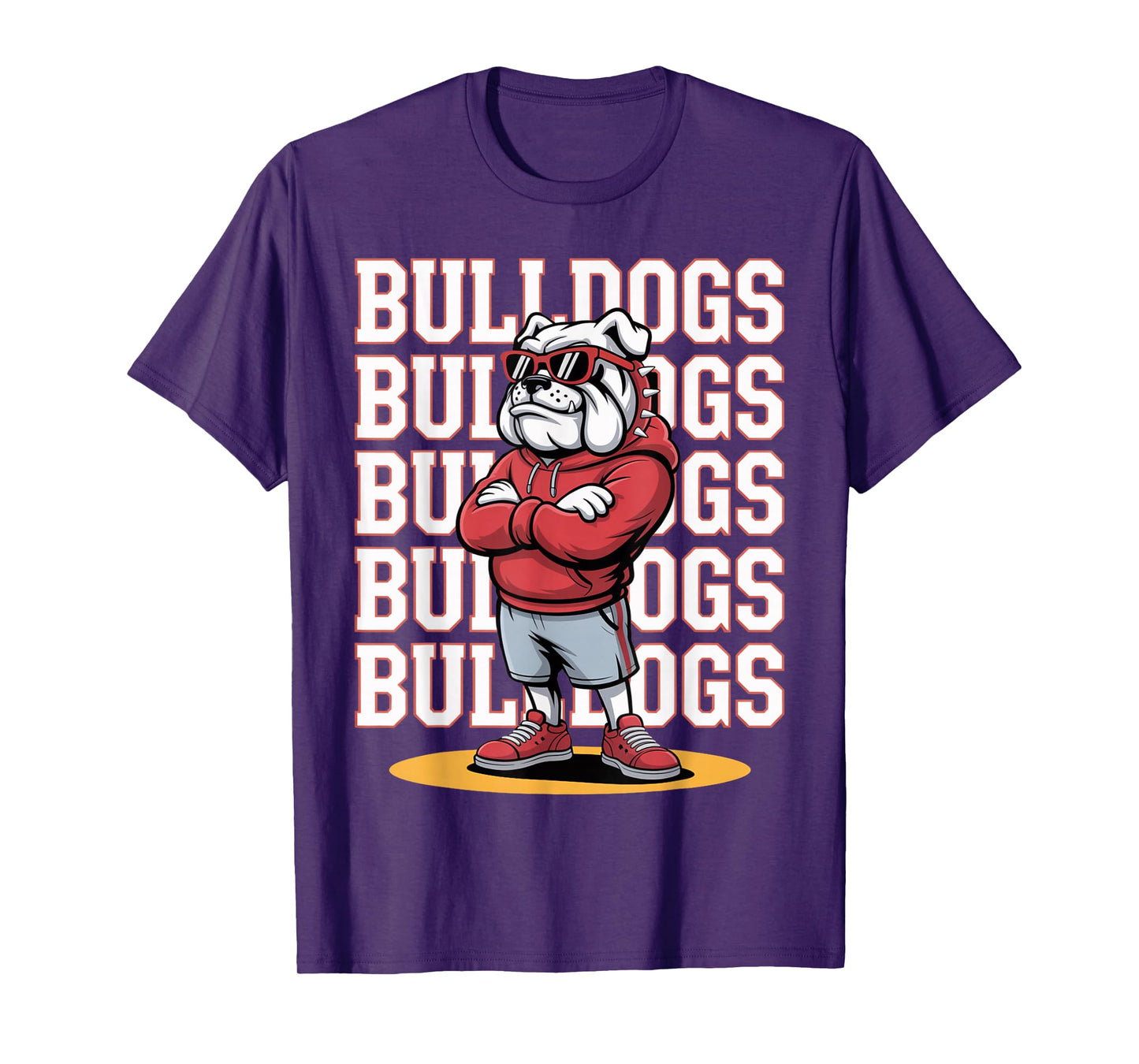 Retro Bulldog Mascot Style Sports Fan Men Women Boys Girls T-Shirt