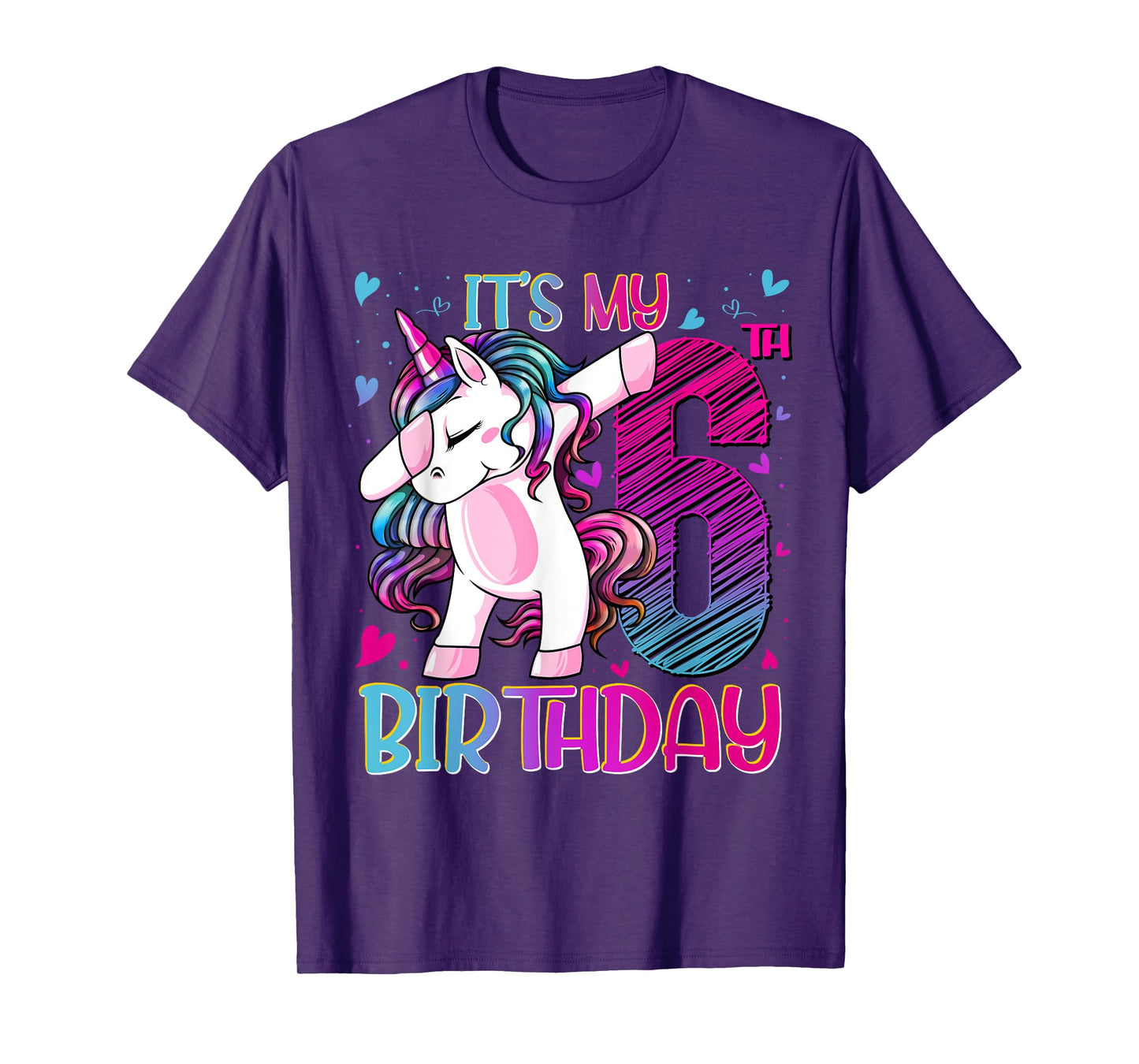 6 Year Old Unicorn Dabbing 6th Birthday Girl Unicorn Party T-Shirt