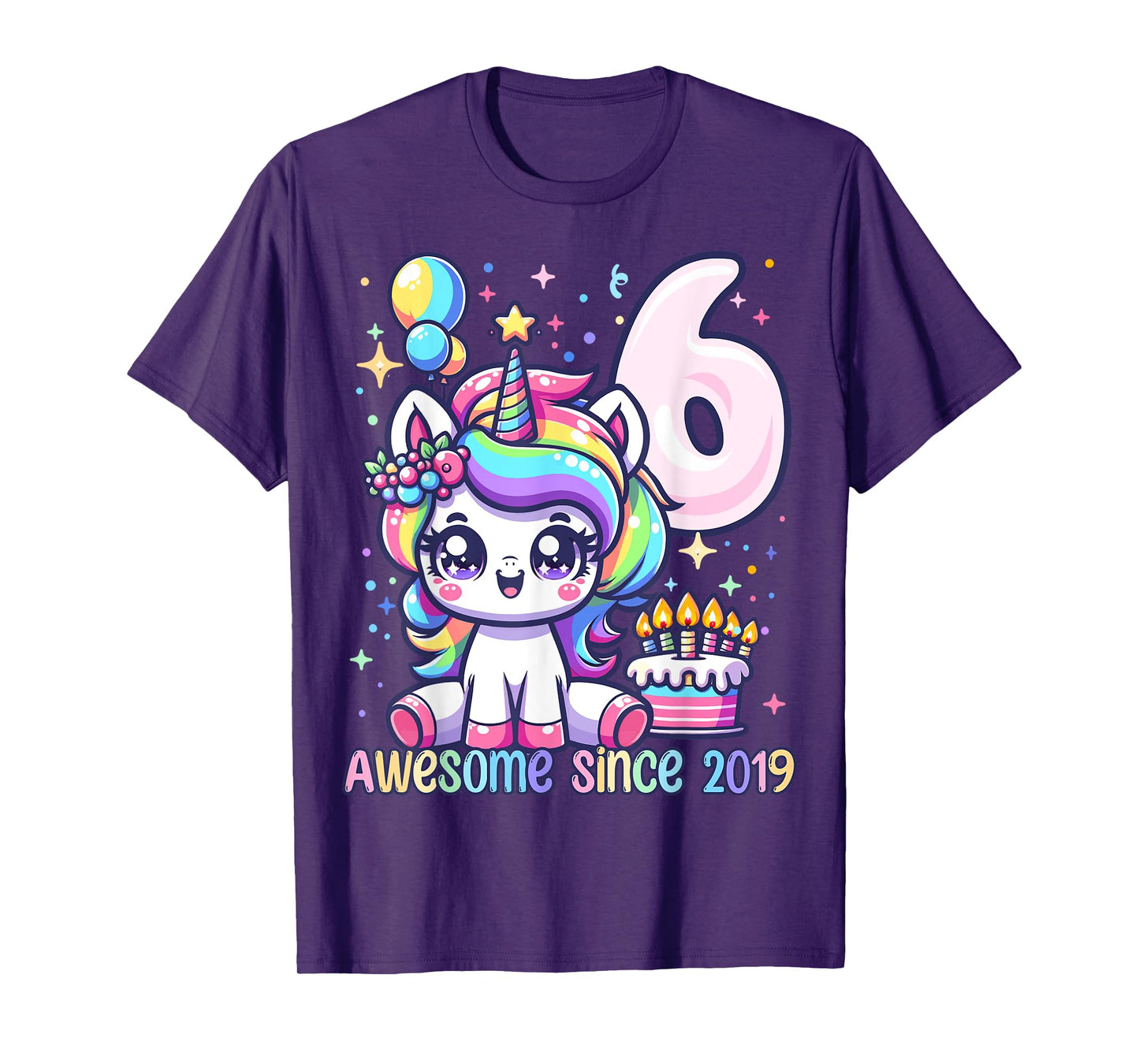 Unicorn 6th Birthday 6 Year Old Unicorn Party Girls Outfit T-Shirt
