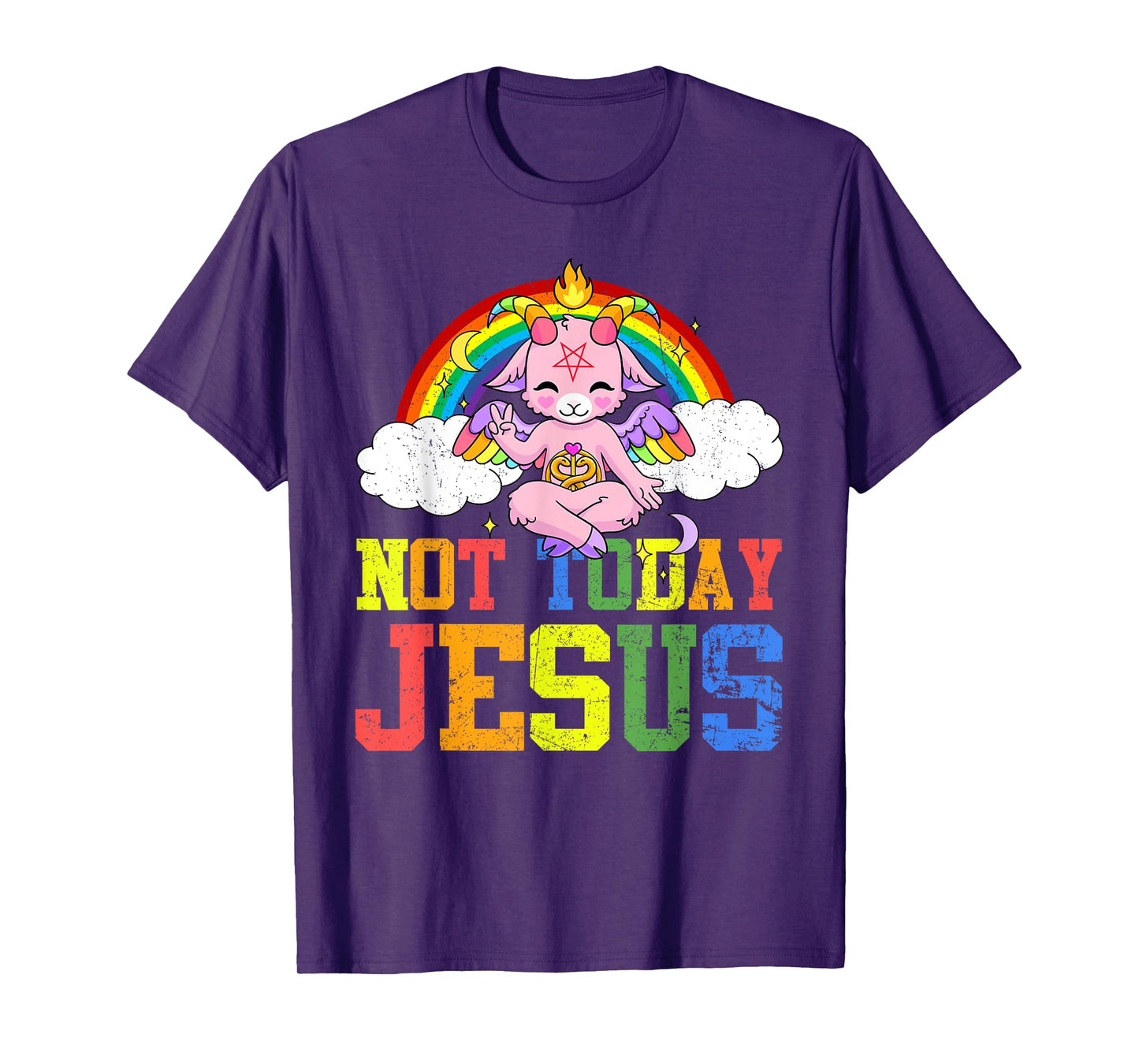 Today Not Jesus Cute Baphomet LBGT Satan Goat Gay Pride T-Shirt