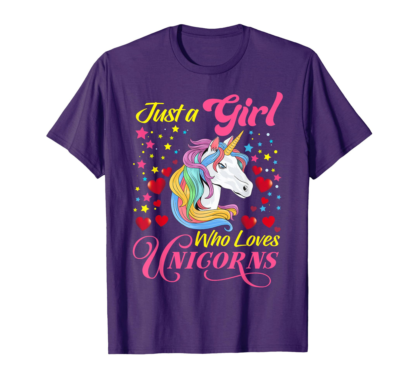 Funny Just a Girl Who Loves Unicorns Girls Women and Moms T-Shirt