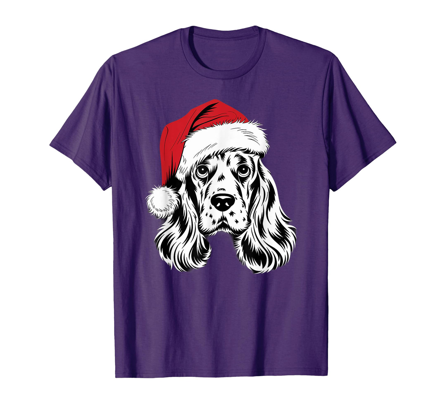 Joyful Cocker Santa Dog on Cocker Spaniel Christmas T-Shirt