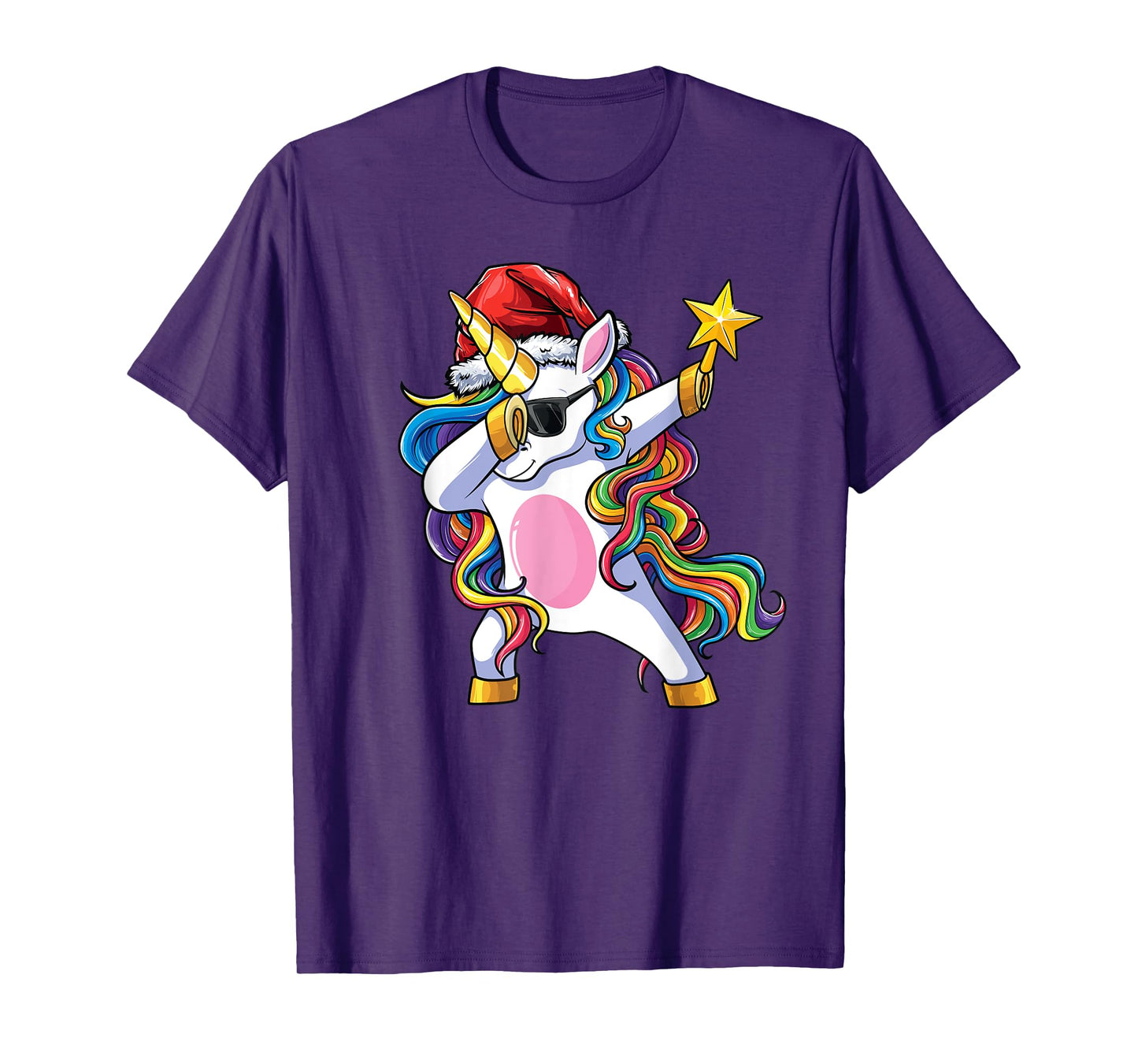 Unicorn Christmas Tree Lights Christmas Dabbing Unicorn T-Shirt