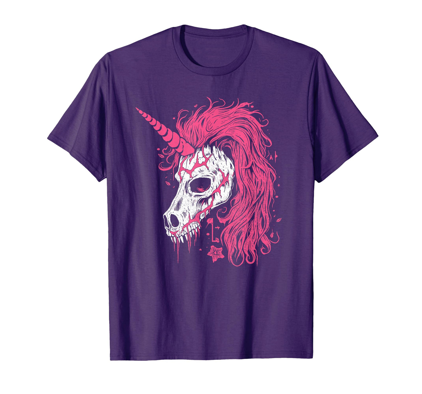 Awesome Unicorn Skeleton Skull Gothic Spooky Pink Halloween T-Shirt