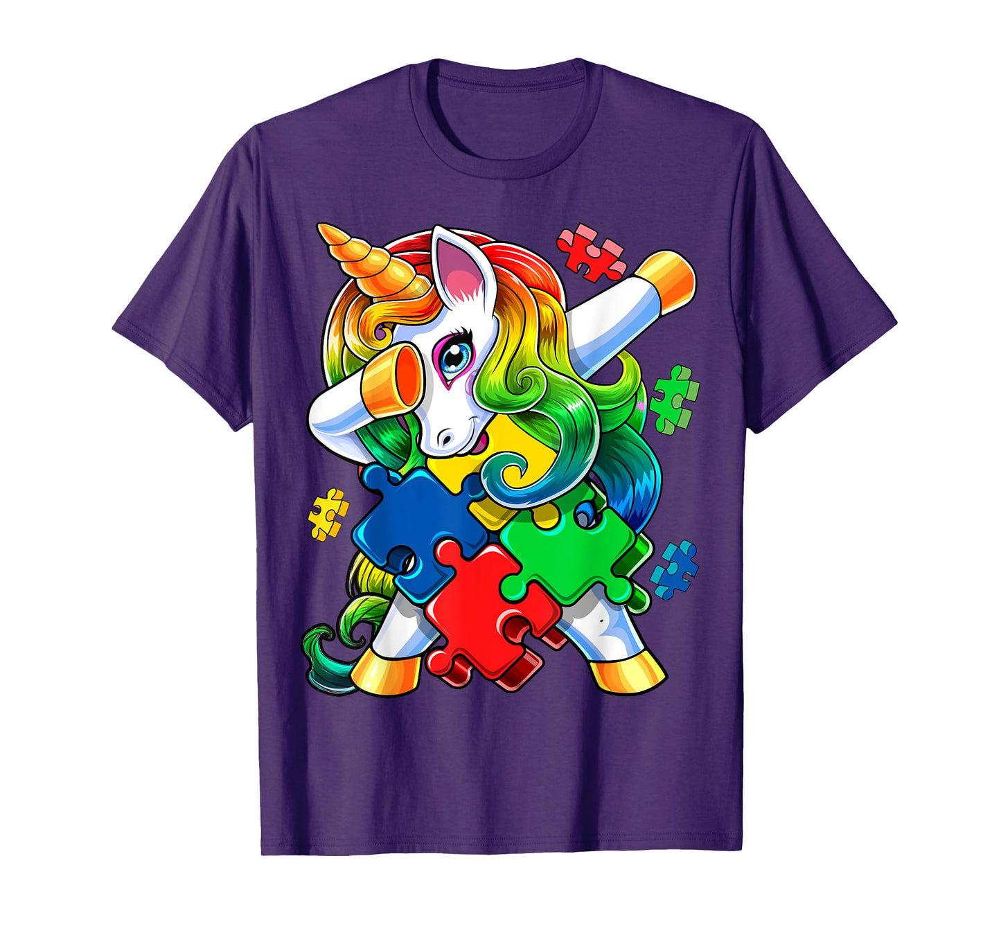 Autism Awareness Dabbing Unicorn Puzzle Piece Gift for Kids T-Shirt