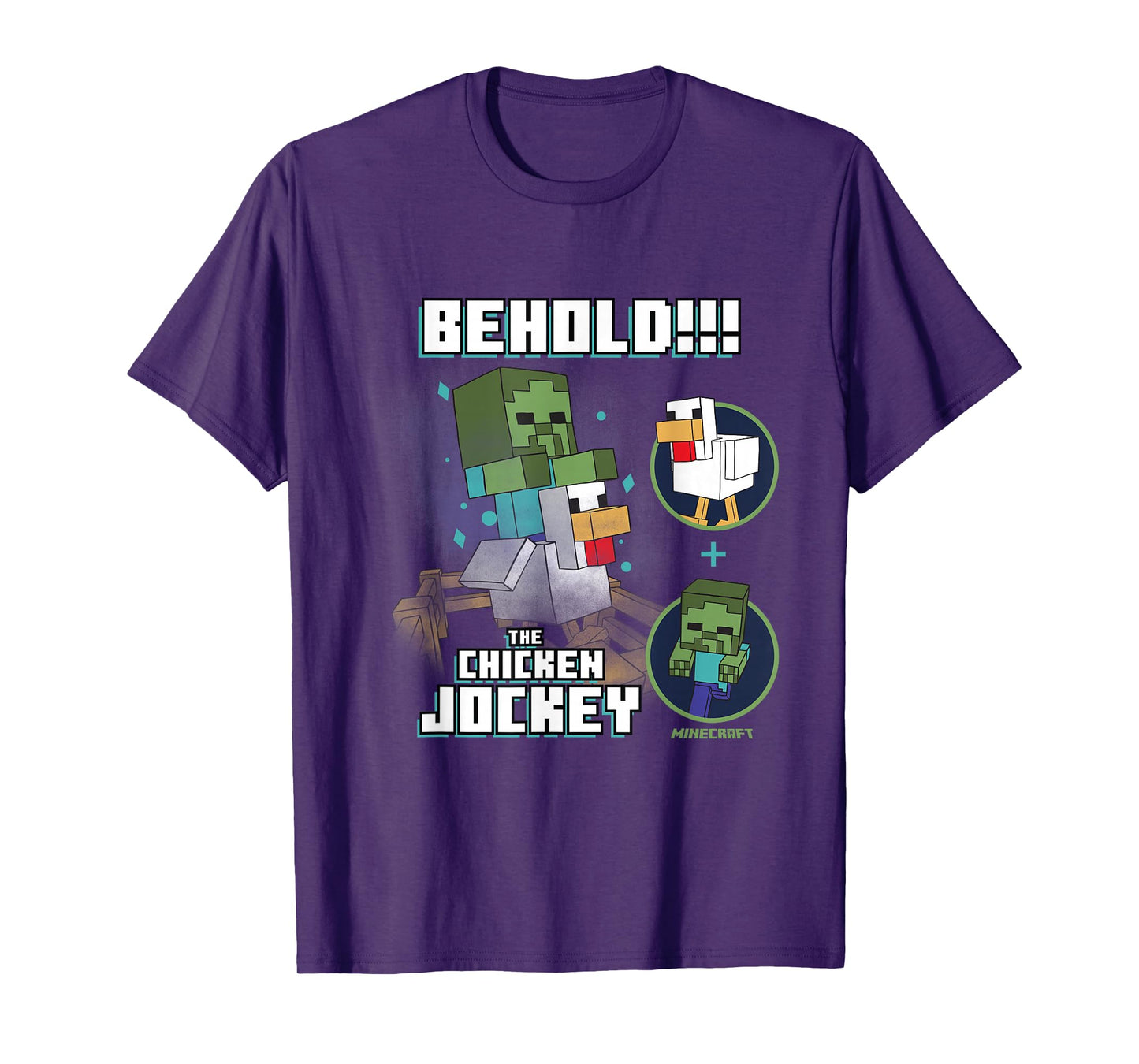 Minecraft Behold The Chicken Jockey Zombie on Chicken Design T-Shirt