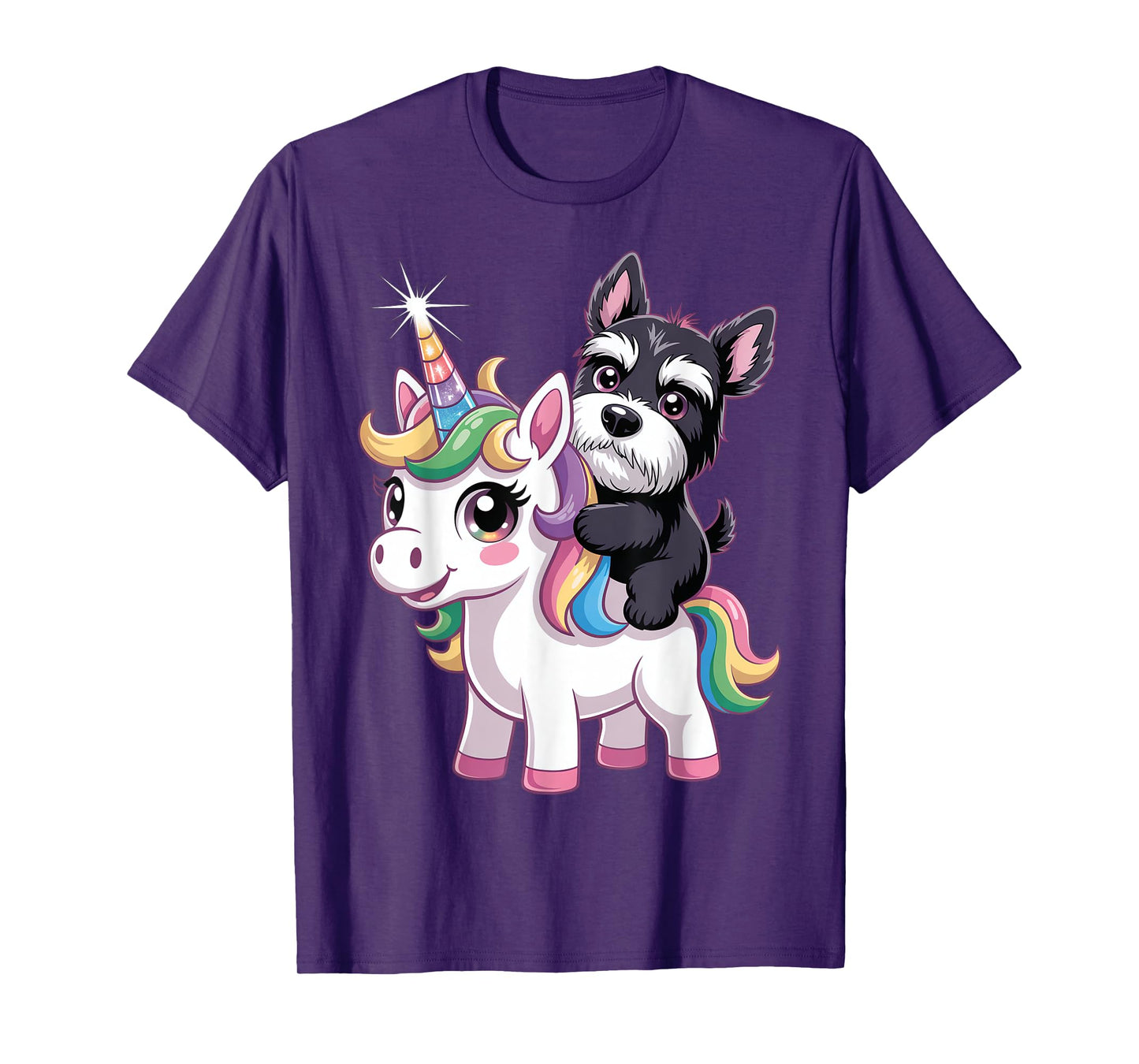 Cute Unicorn and Dog Design Men Women Kids T-Shirt