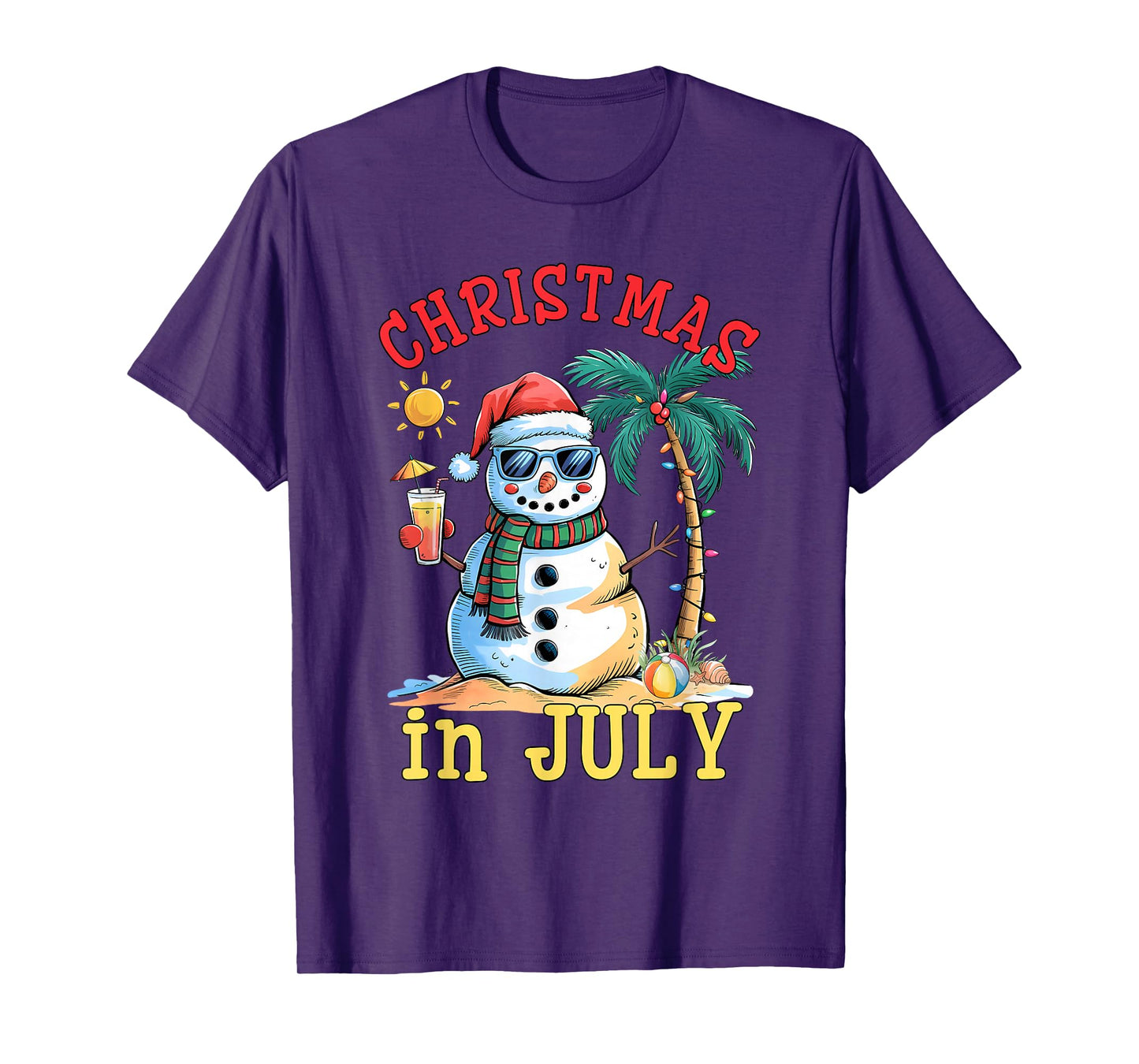 Christmas In July Snowman Summer Beach Vacation Xmas T-Shirt