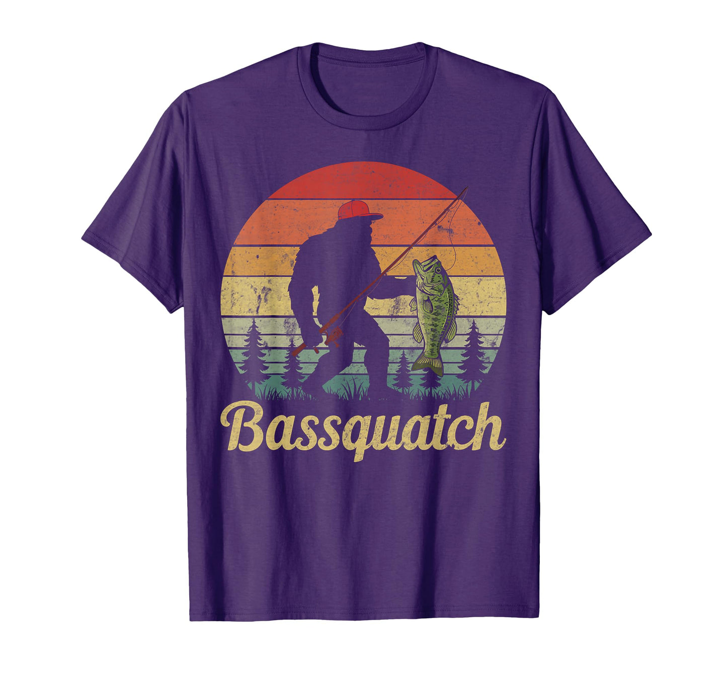Bassquatch Bass Fishing Humor Bigfoot UFO Sasquatch Gifts T-Shirt