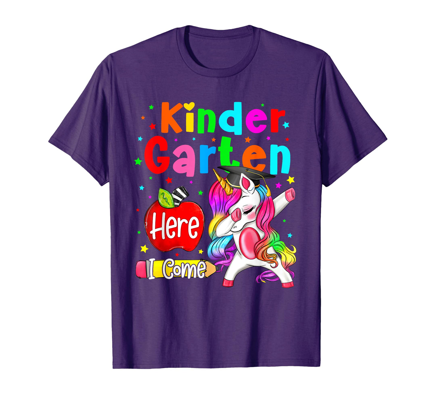 Kindergarten Here I Come Unicorn Girls Kids Back To School T-Shirt
