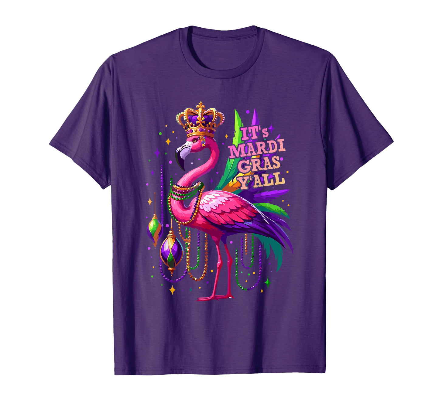 Its Mardi Gras Y'all Flamingo Costume Girls Women Mardi Gras T-Shirt