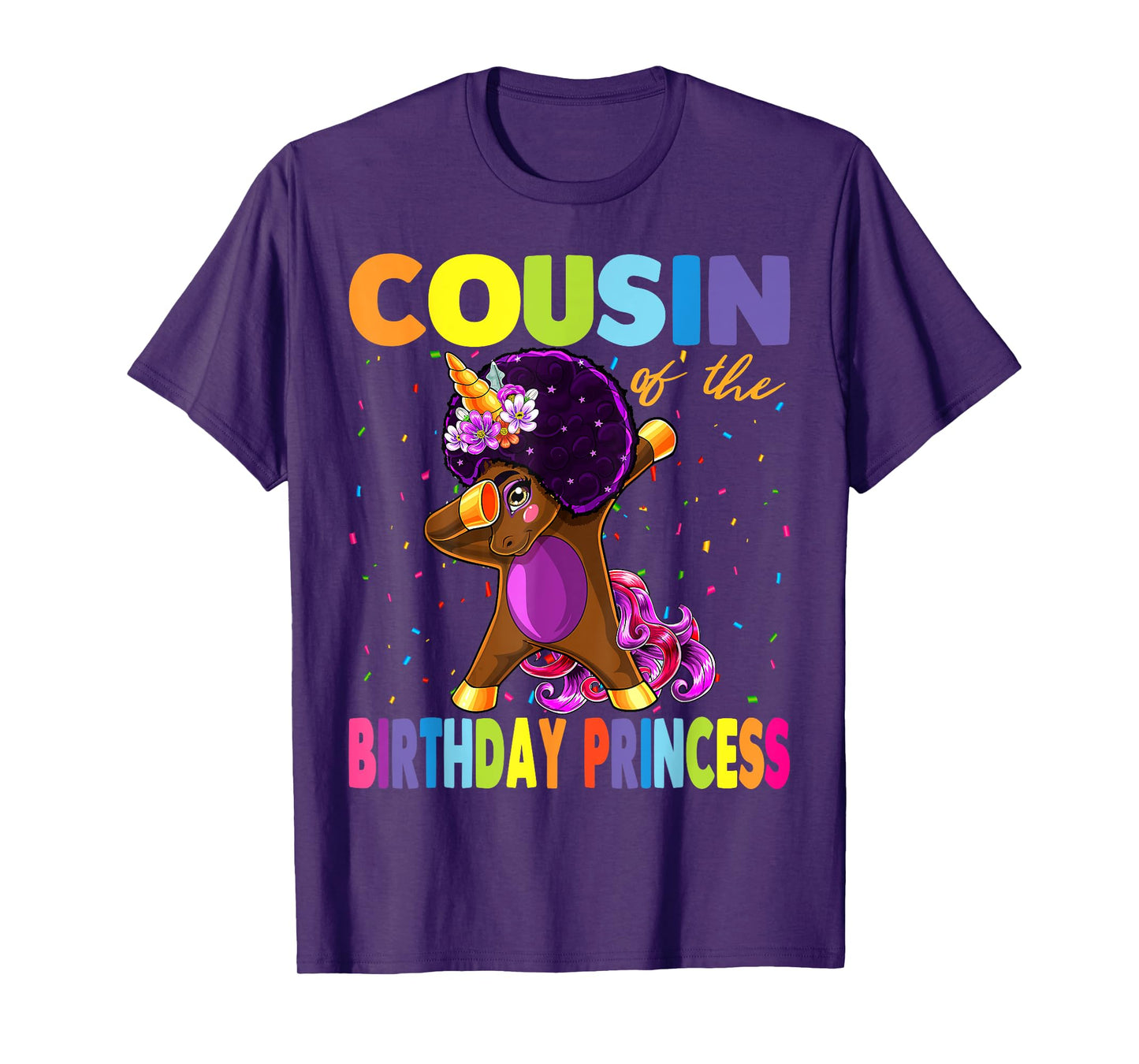 Dabbing Unicorn Afro Cousin of the Birthday Princess T-Shirt