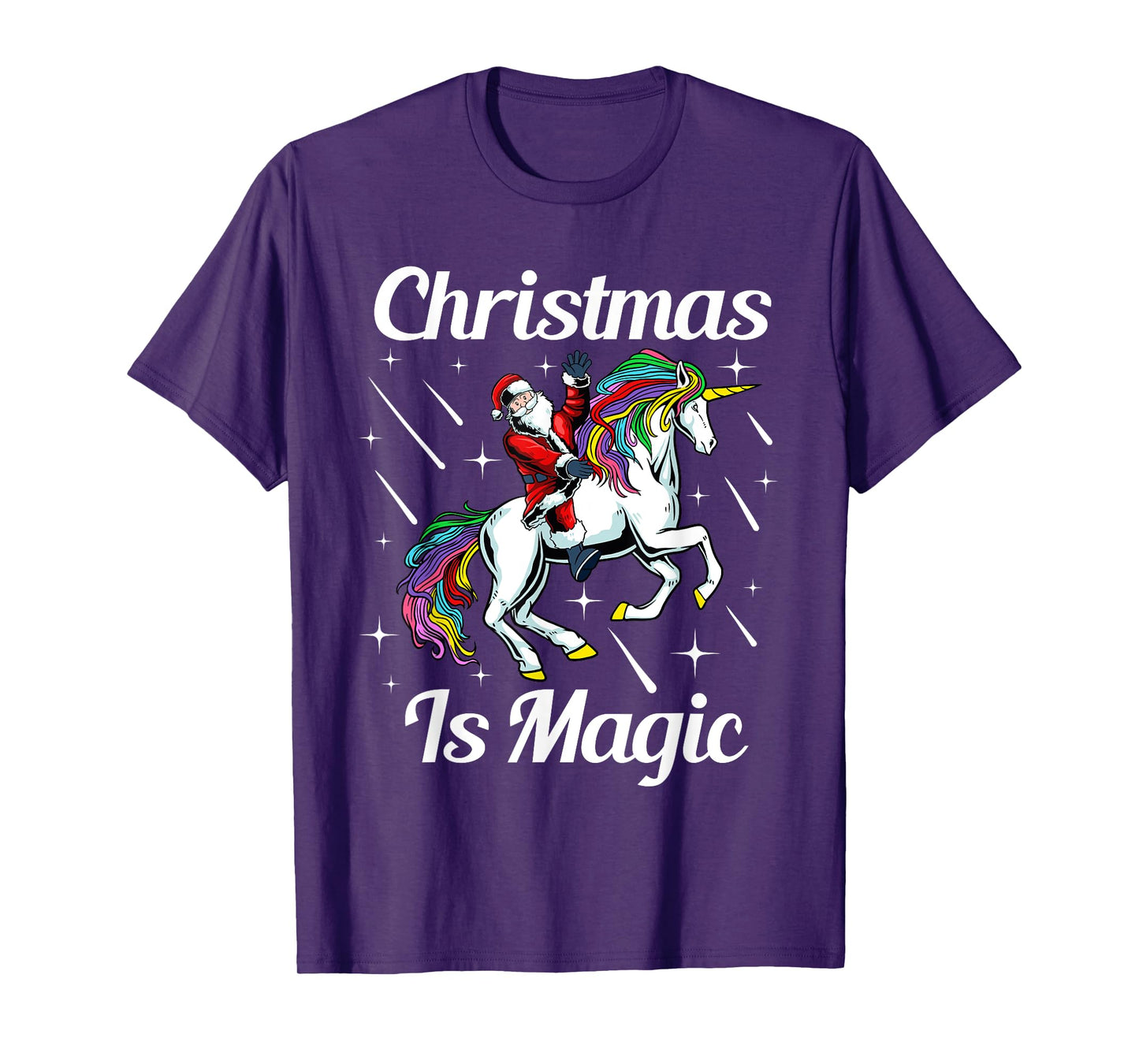 Christmas Is Magic Pajama Cute Santa Riding Unicorn X-Mas T-Shirt