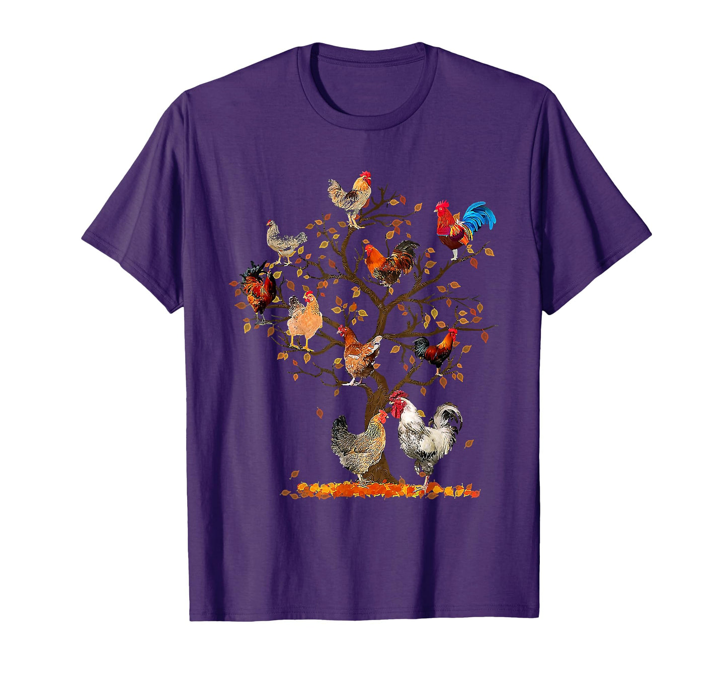 Chicken Tree Autumn Tree Fall Leaves Chicken Love T-Shirt