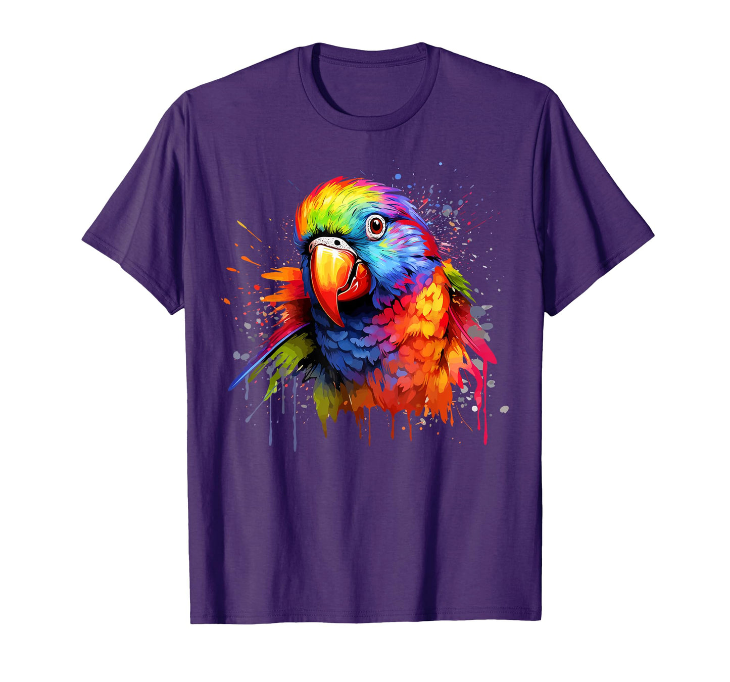 Colorful Splash Art Rainbow Lorikeet Parrot Lover T-Shirt
