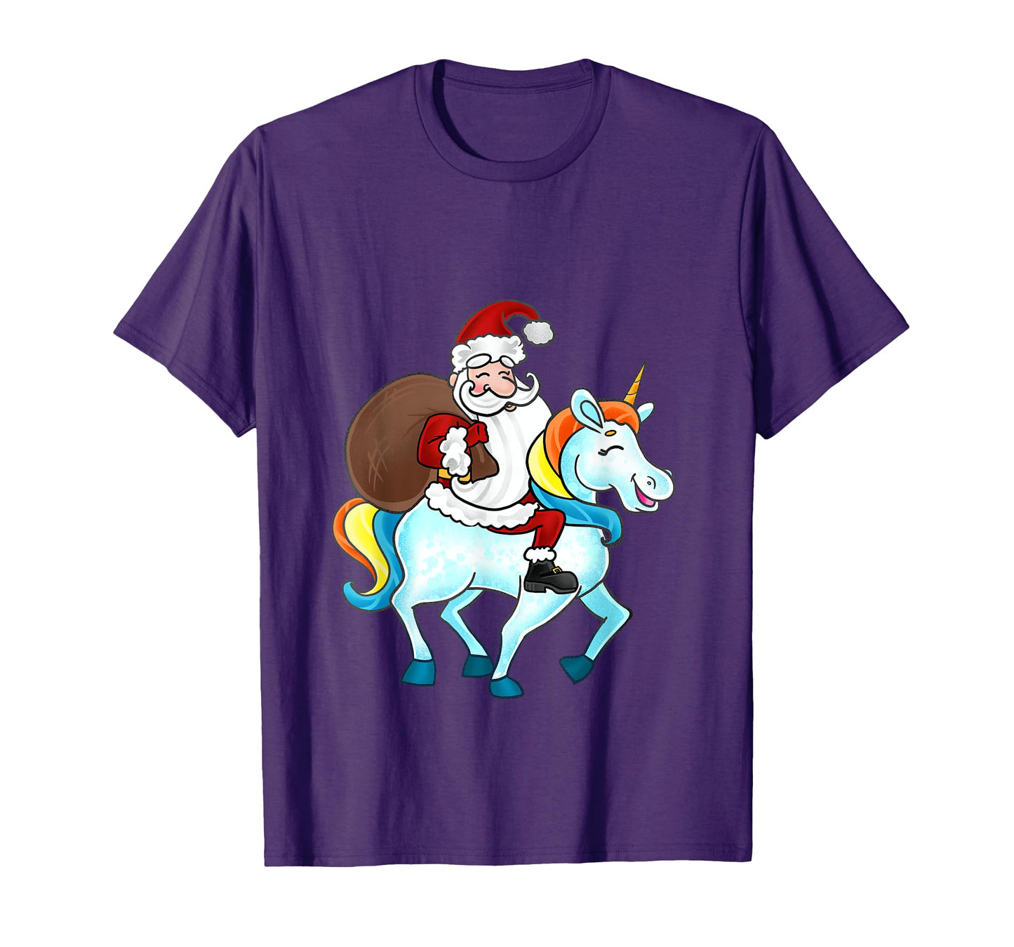 Funny Santa Claus Riding A Unicorn Cute Christmas Lover T-Shirt