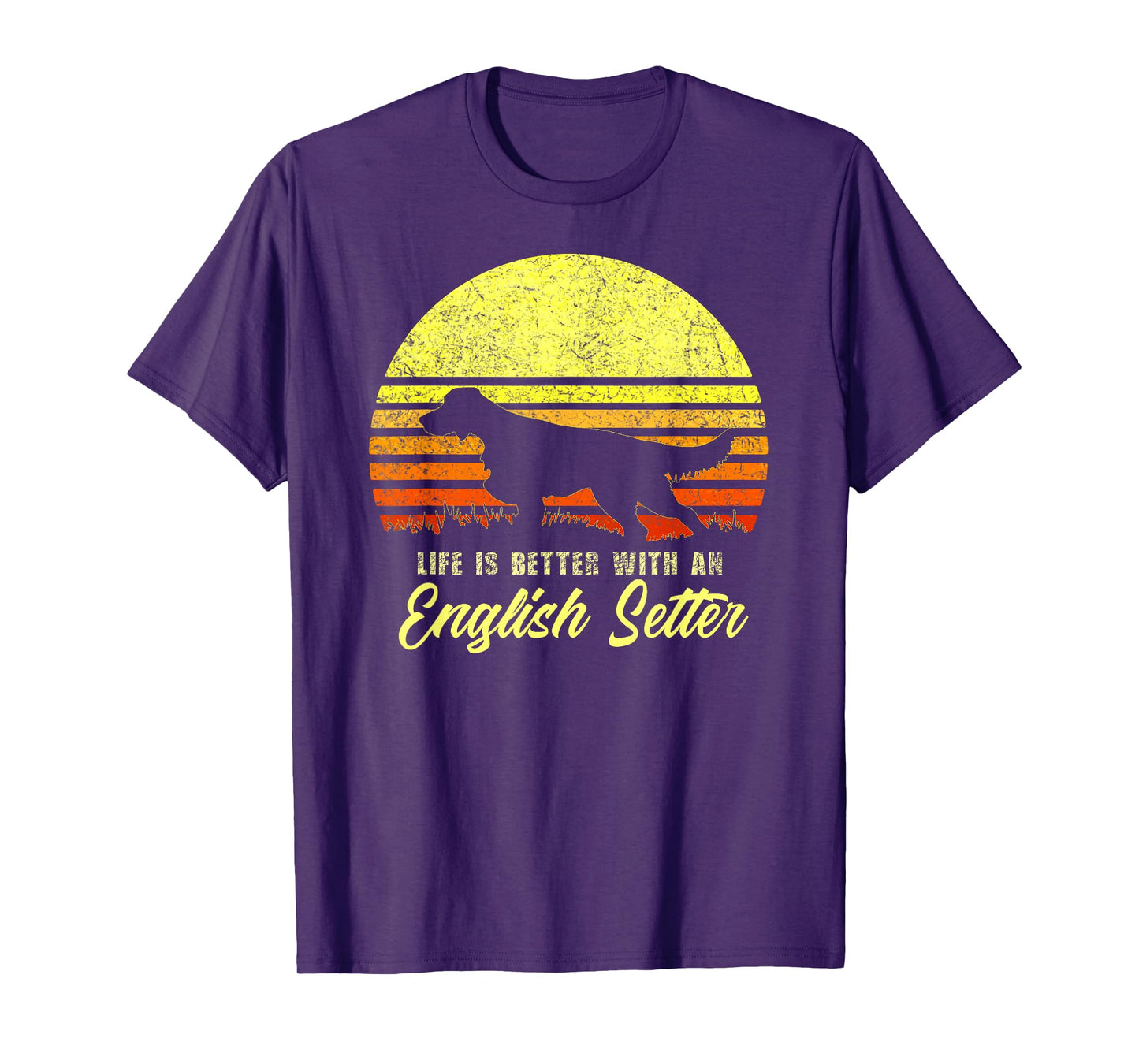 English Setter Hunting Bird Dog Lover Vintage Retro Sun Gift Men Women Kids T-Shirt