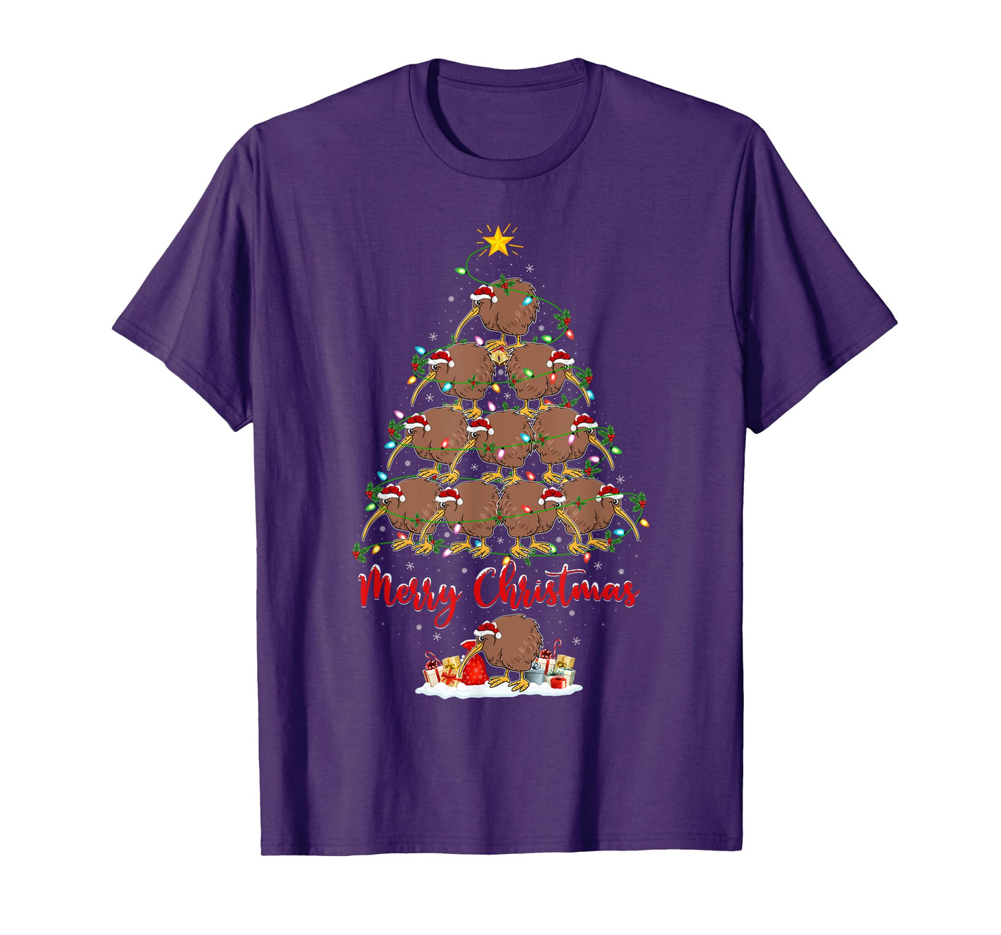 Kiwi Bird Lover Xmas Matching Santa Kiwi Christmas Tree T-Shirt