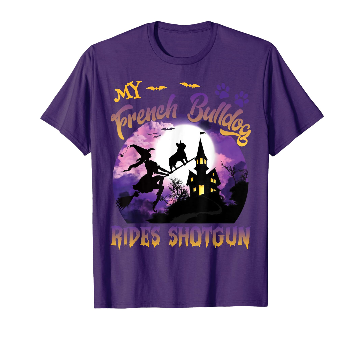 My French Bulldog Rides Shotgun Cool Halloween Protector Dog T-Shirt