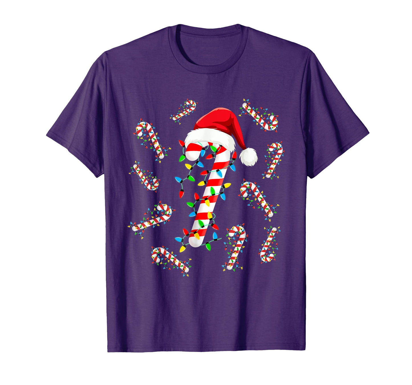 Christmas Candy Santa Xmas Light Kids Toddler Youth Women T-Shirt