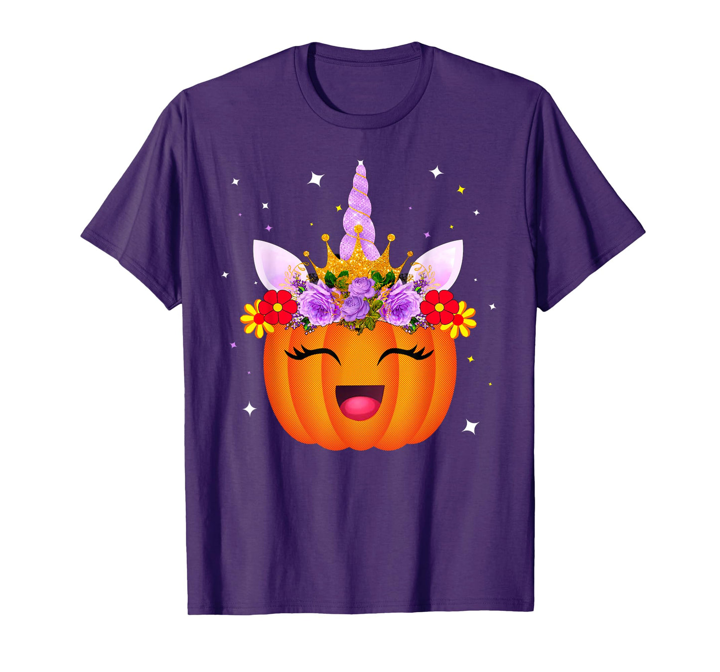 Girl Unicorn Pumpkin Halloween Unicorn Pumpkin Princess T-Shirt