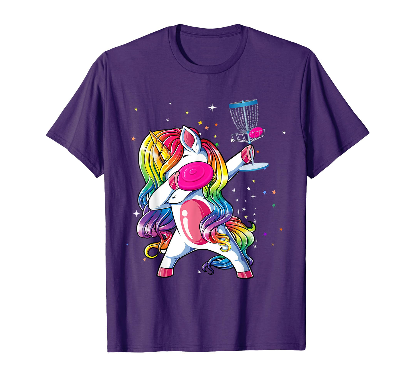 Dabbing Unicorn Playing Disc Golf Player Lover Matching Kids T-Shirt