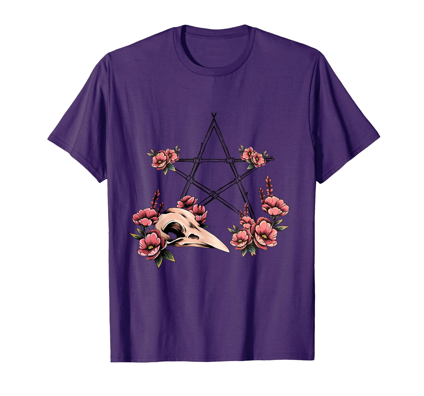 Pagan Witchcraft Pentagram Bird Skull Pagan Altar T-Shirt