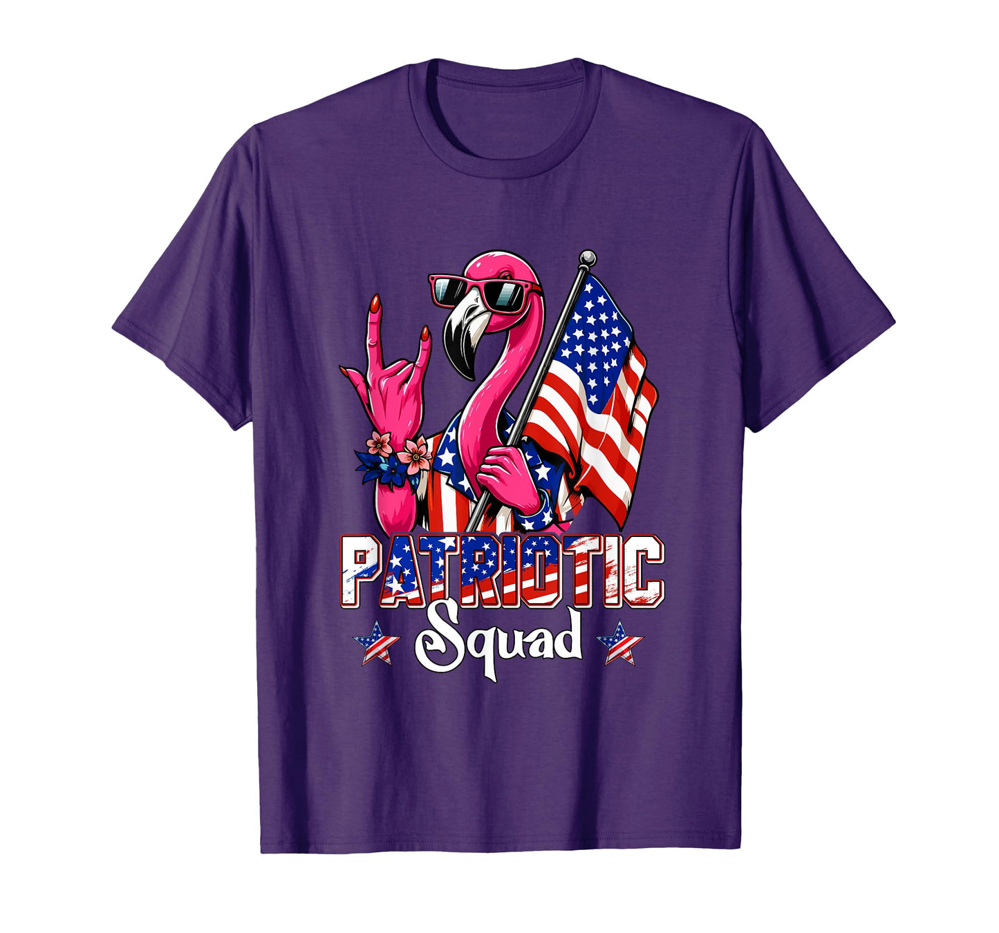 Patriotic Squad Flamingo Sunglasses Rock 4th Of July US Flag T-Shirt