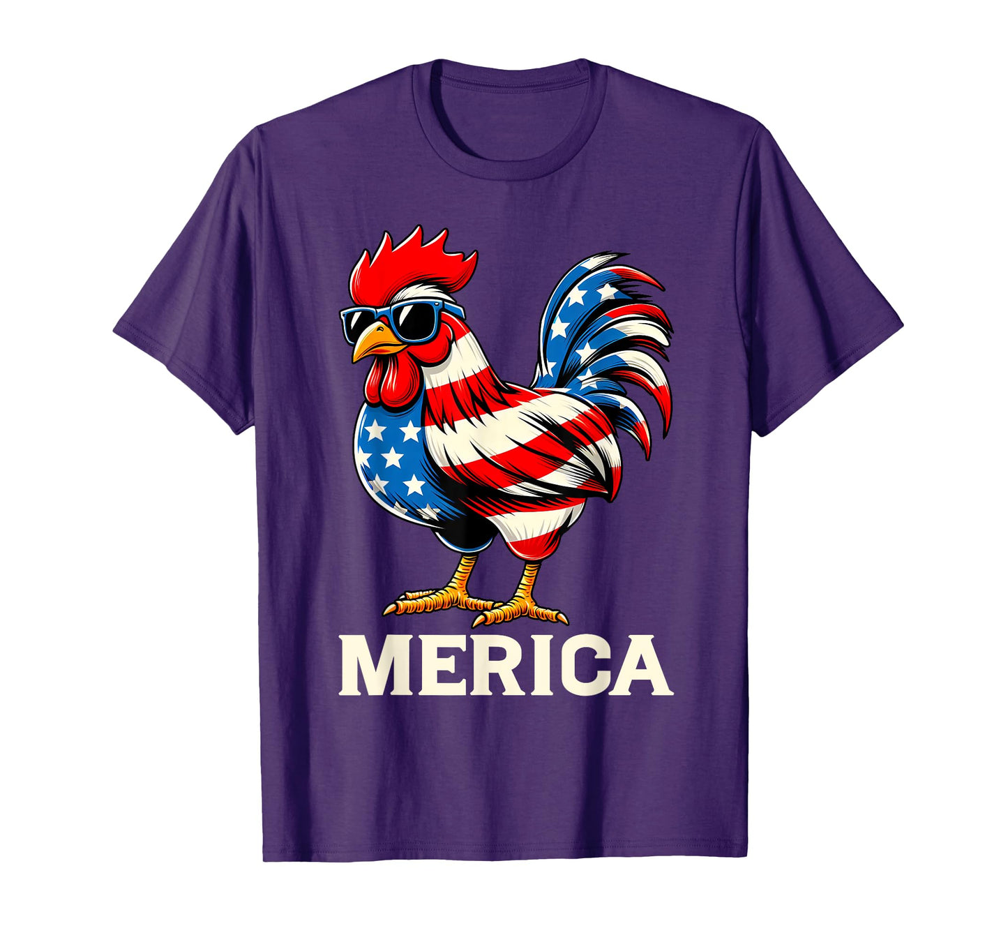 Merica Chicken USA American Flag Happy 4th of July Patriotic T-Shirt