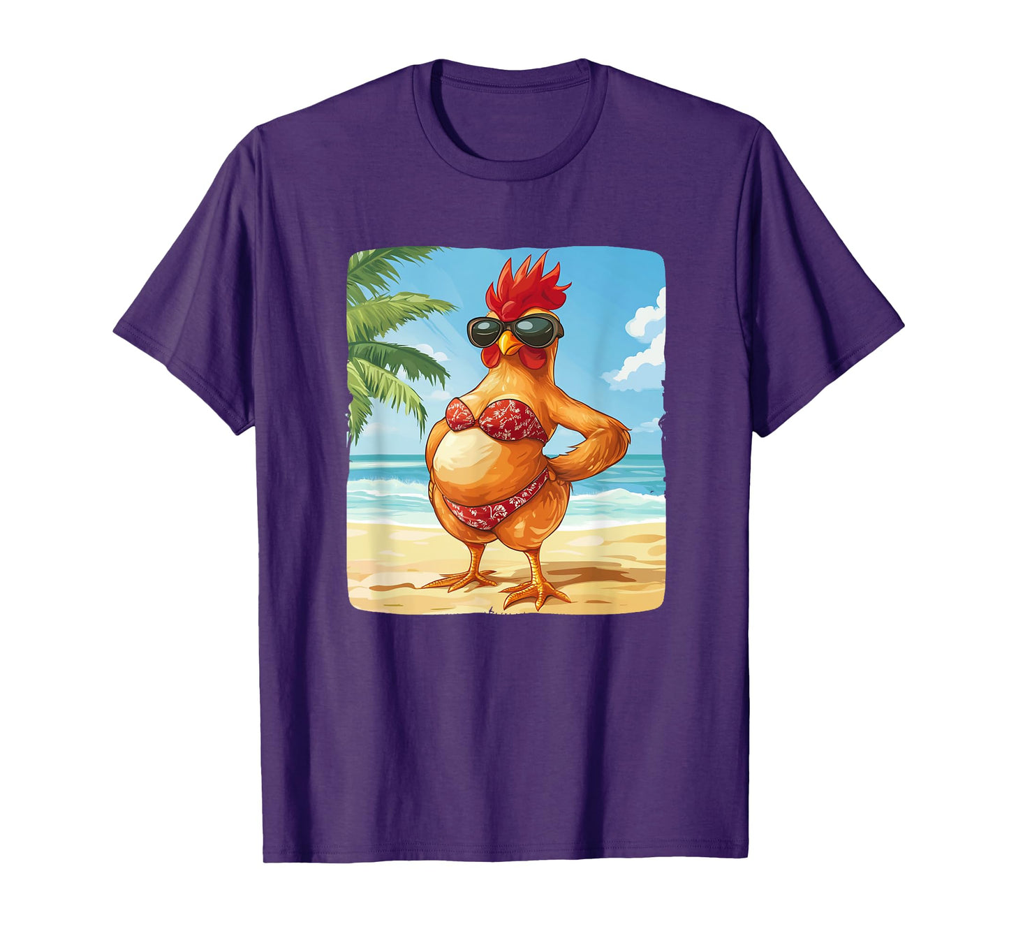 Funny Chicken in Bikini for Swimsuit and Beach Lovers T-Shirt