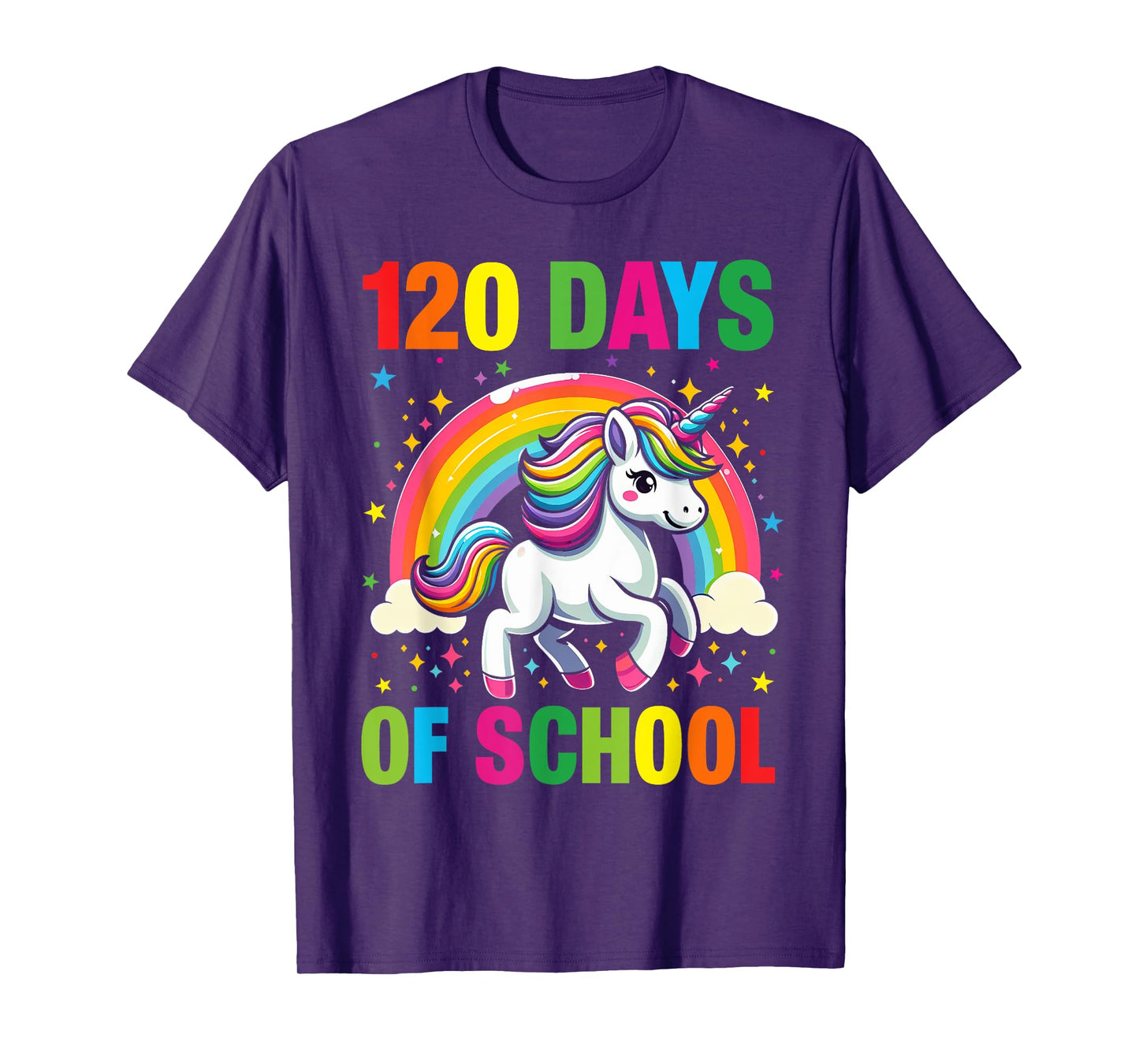 120th Day of School Unicorn Rainbow 120 Days Of School Kids T-Shirt
